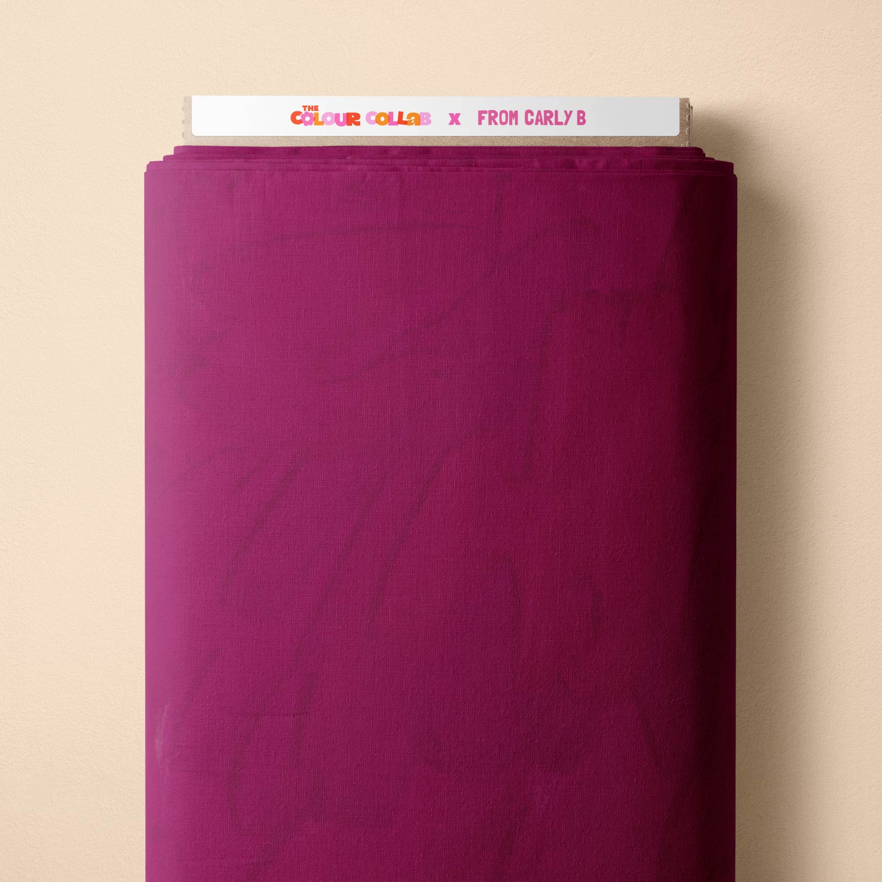 Plain Colour (Ribbon) fabric by Carly B mock up on fabric bolt