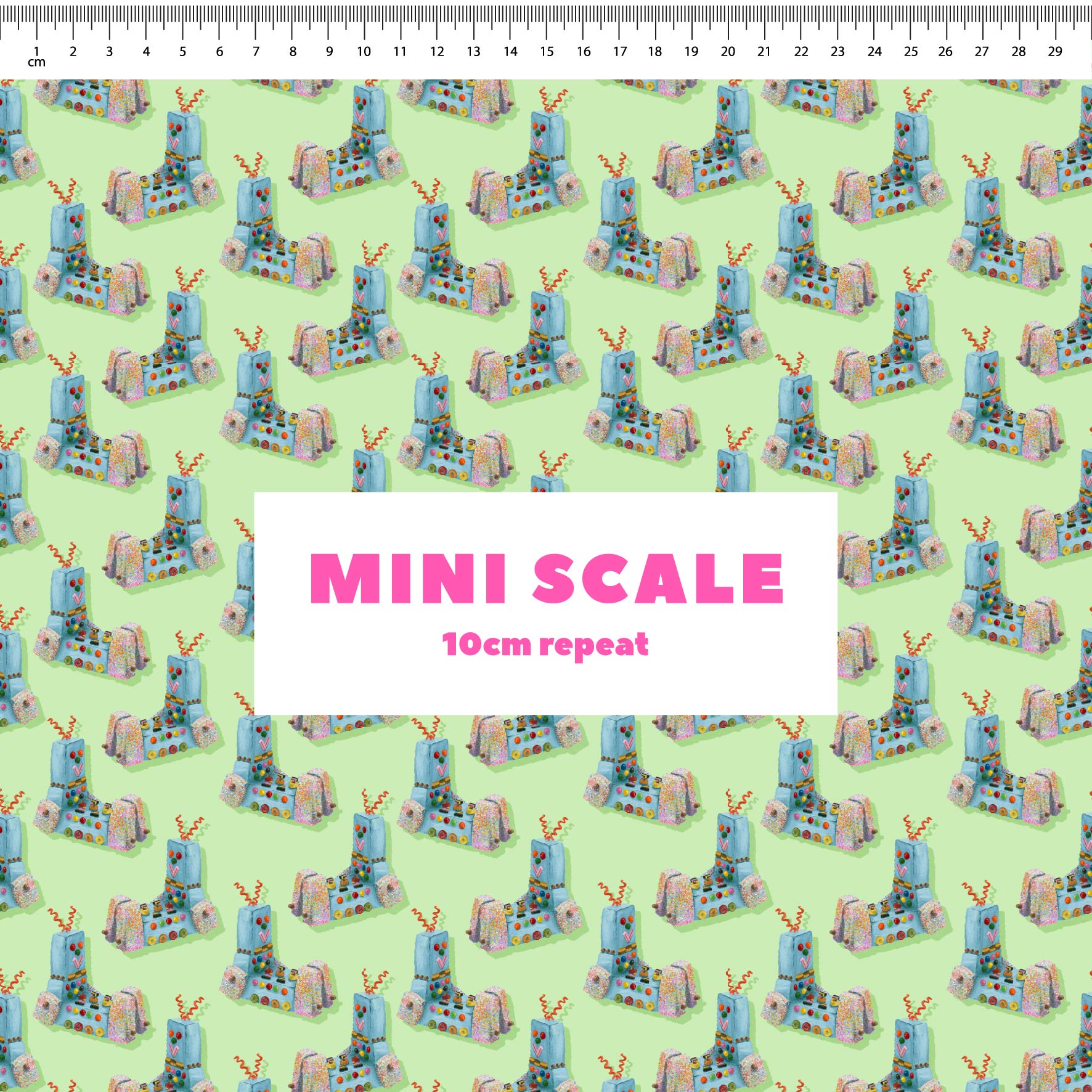 Preorder Fabric: Retro Robot Cake (Green)