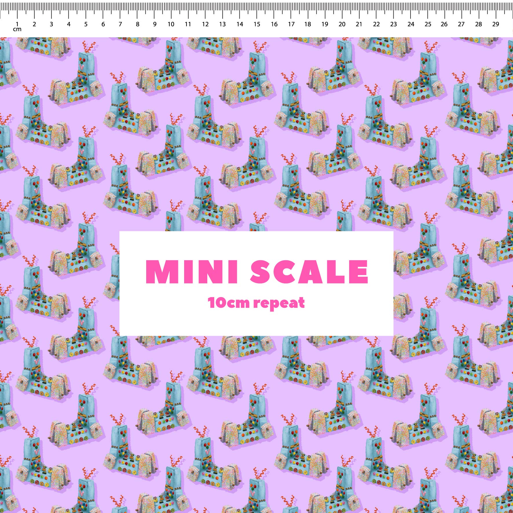Preorder Fabric: Retro Robot Cake (Purple)