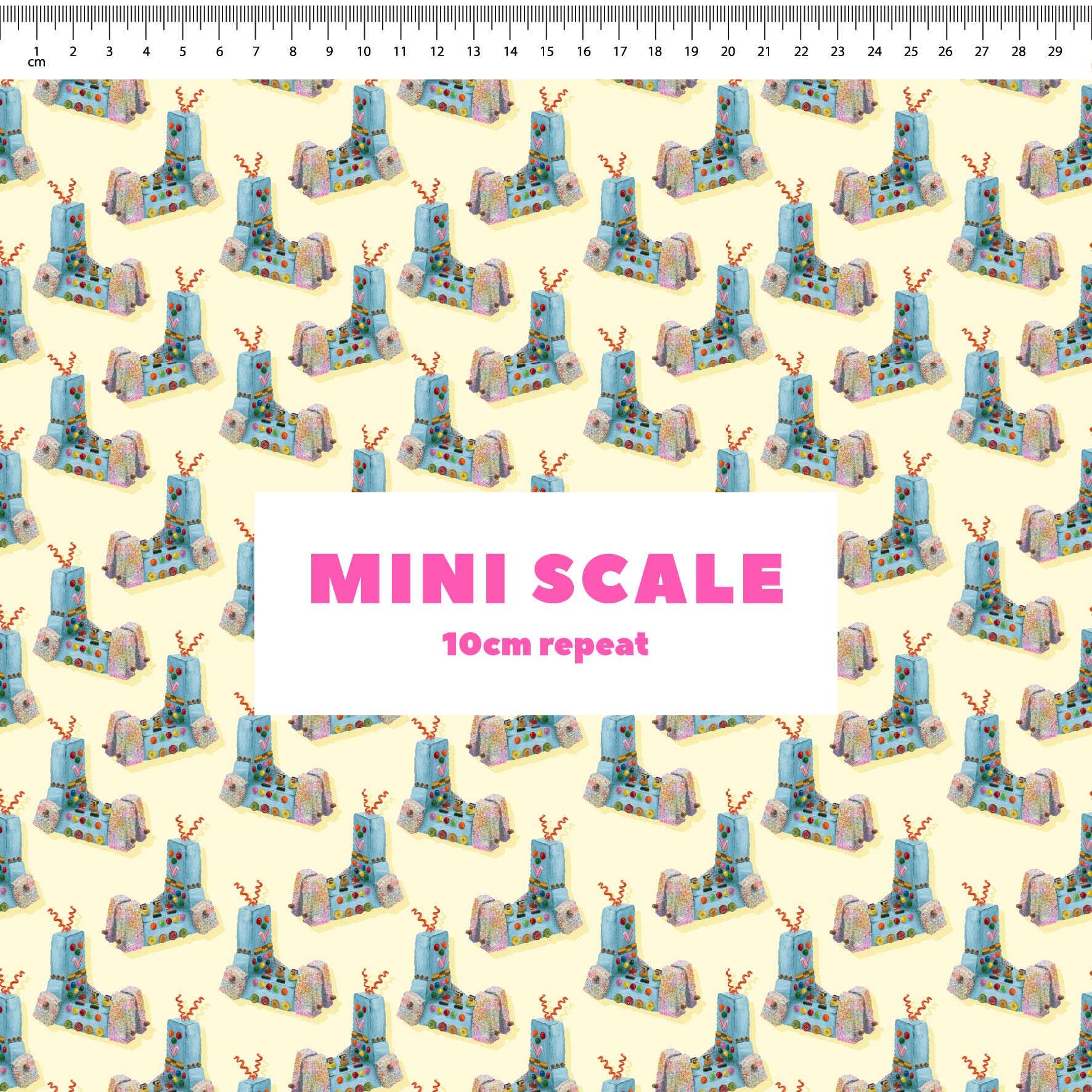 Preorder Fabric: Retro Robot Cake (Yellow)