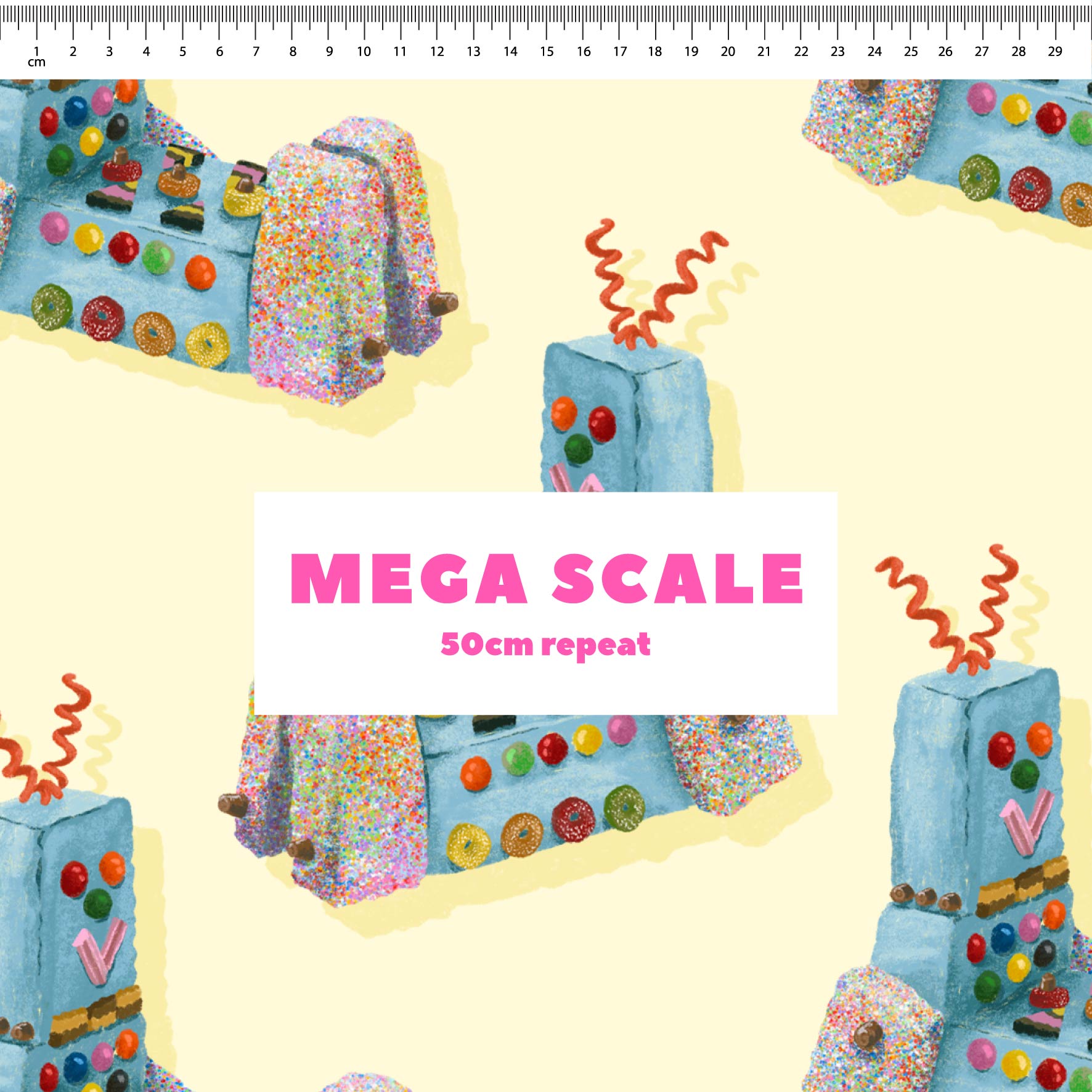 Preorder Fabric: Retro Robot Cake (Yellow)
