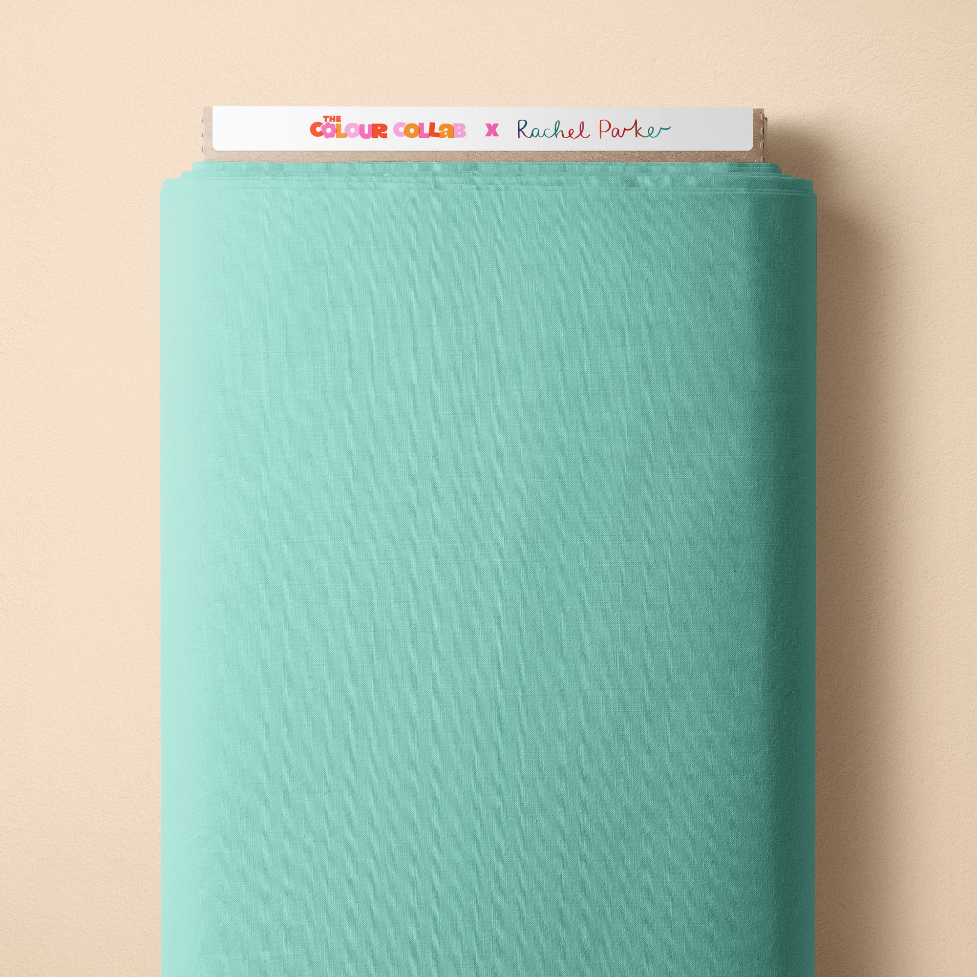 Plain Colour - Brightside (Seafoam) fabric by The Colour Collab mock up on fabric bolt