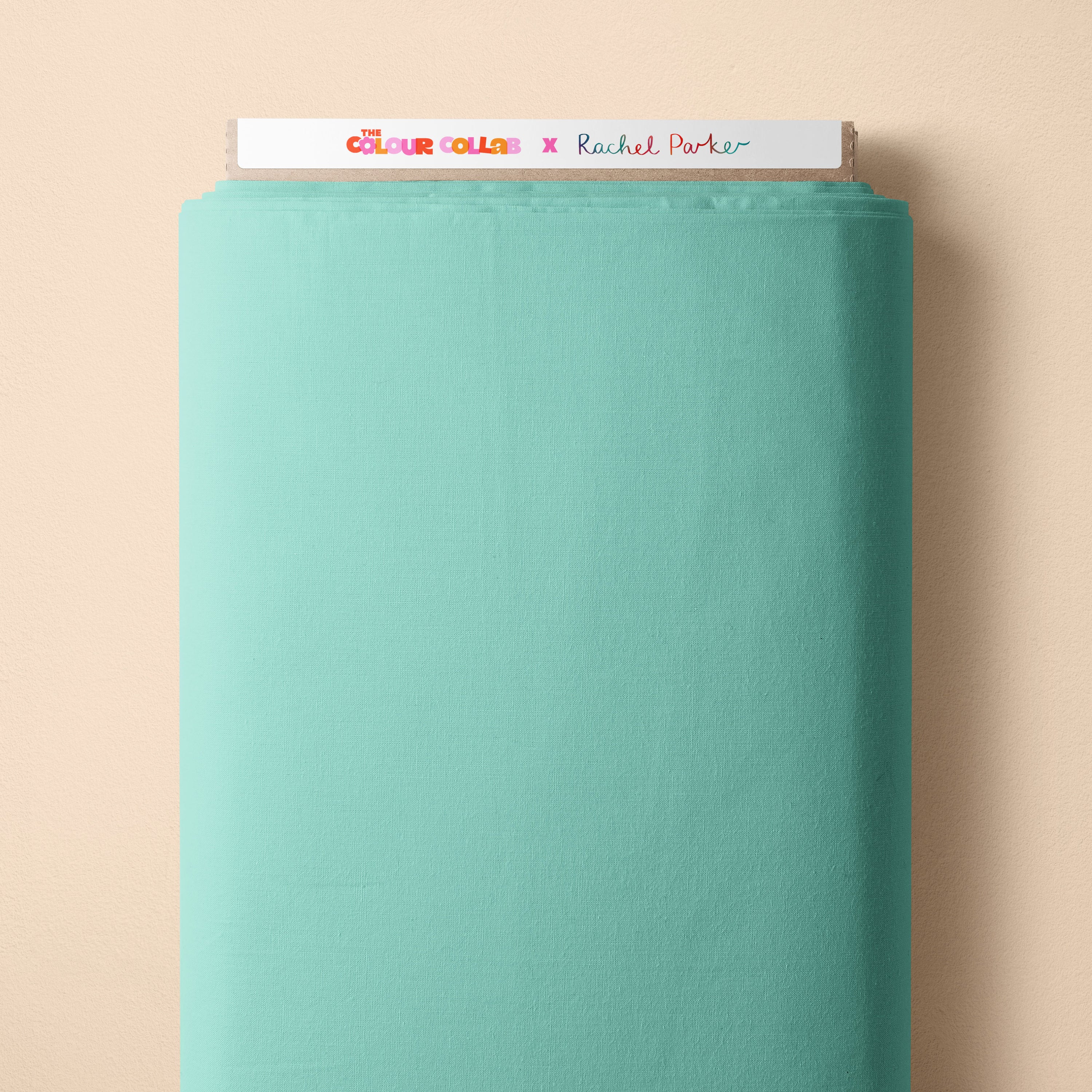 Plain Colour - Brightside (Seafoam) fabric by The Colour Collab mock up on fabric bolt