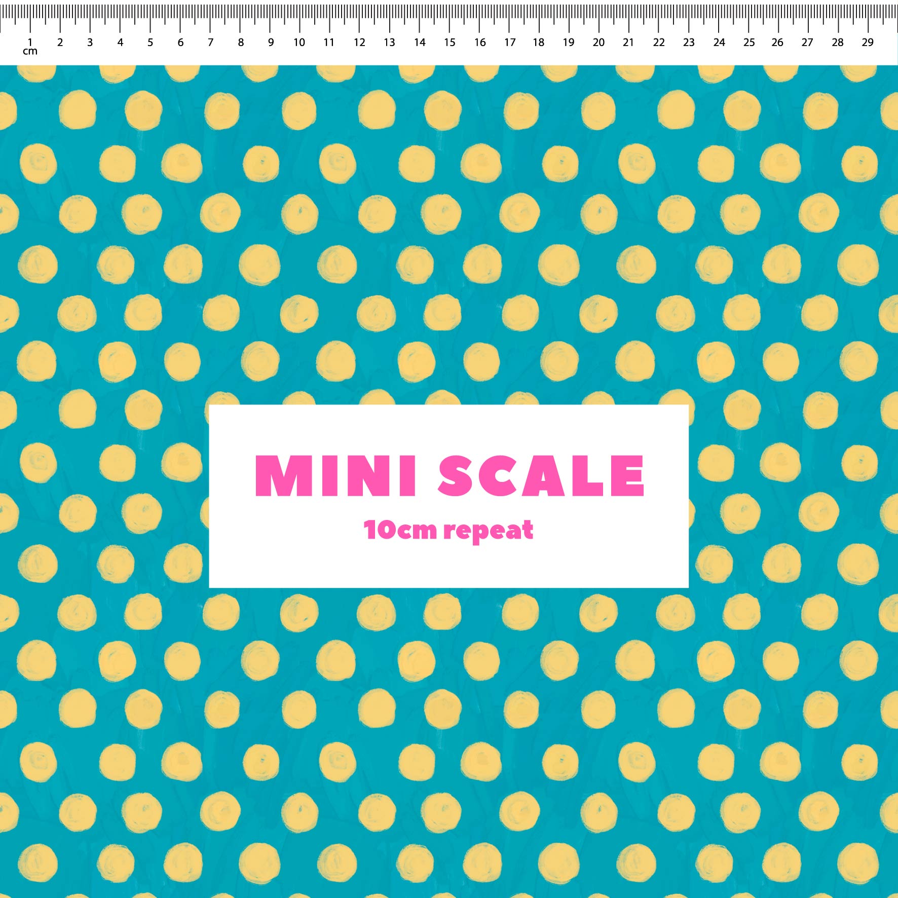 Silly Billy Polka Dots (Blue & Iris) printed cotton fabric by Carly B in 10cm Mini Scale