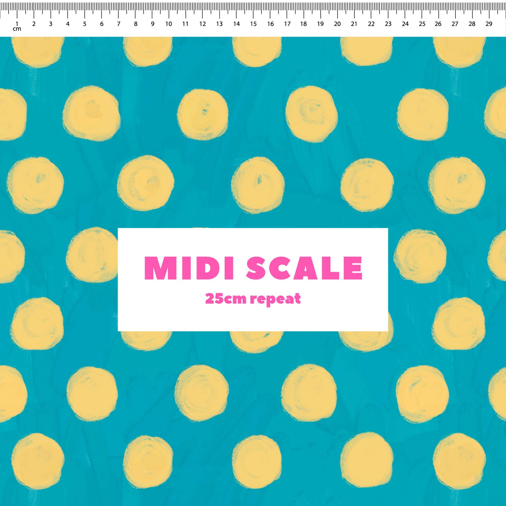 Silly Billy Polka Dots (Blue & Iris) fabric design by Carly B in 25cm Midi Scale