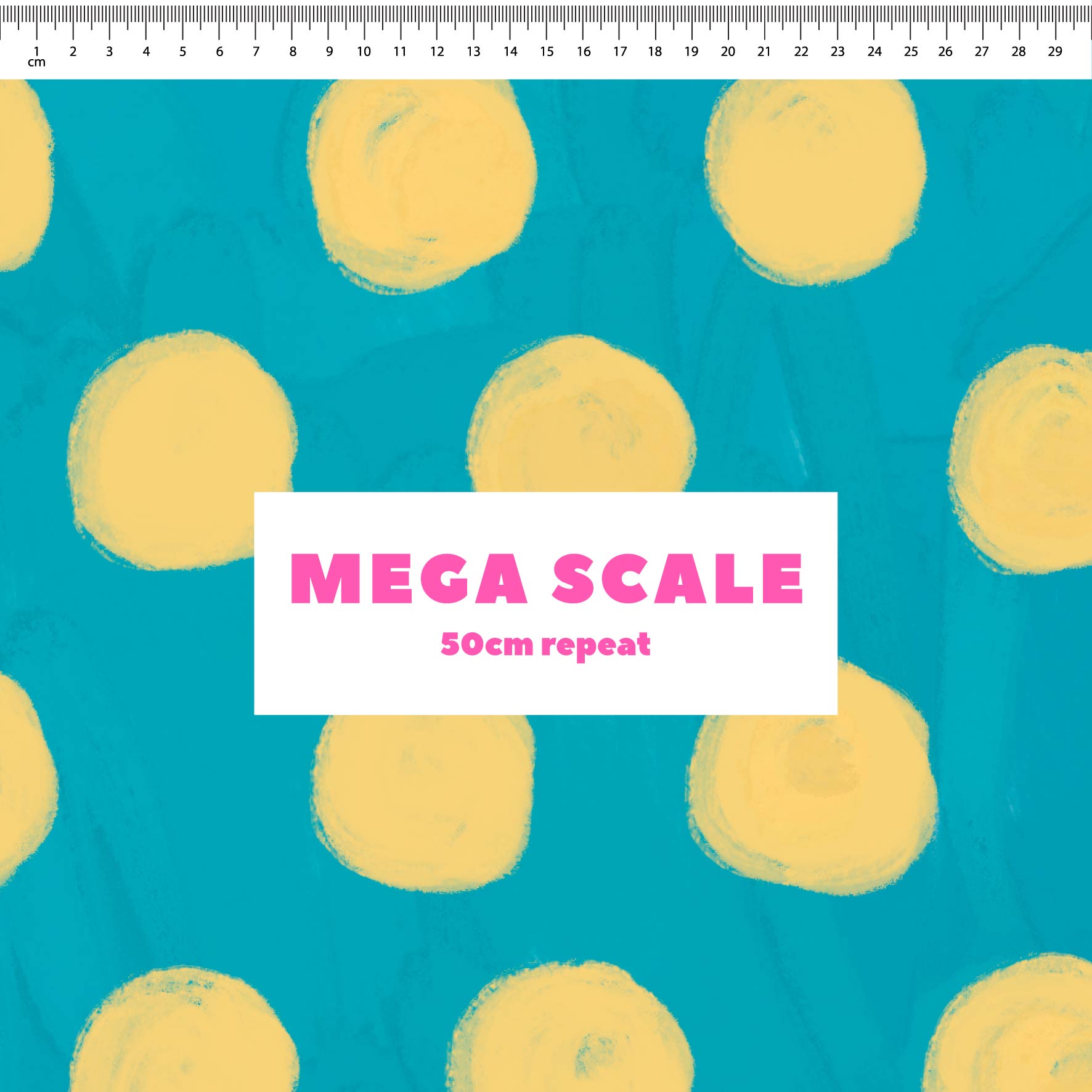 Silly Billy Polka Dots (Blue & Iris) fabric print by Carly B in 50cm Mega Scale
