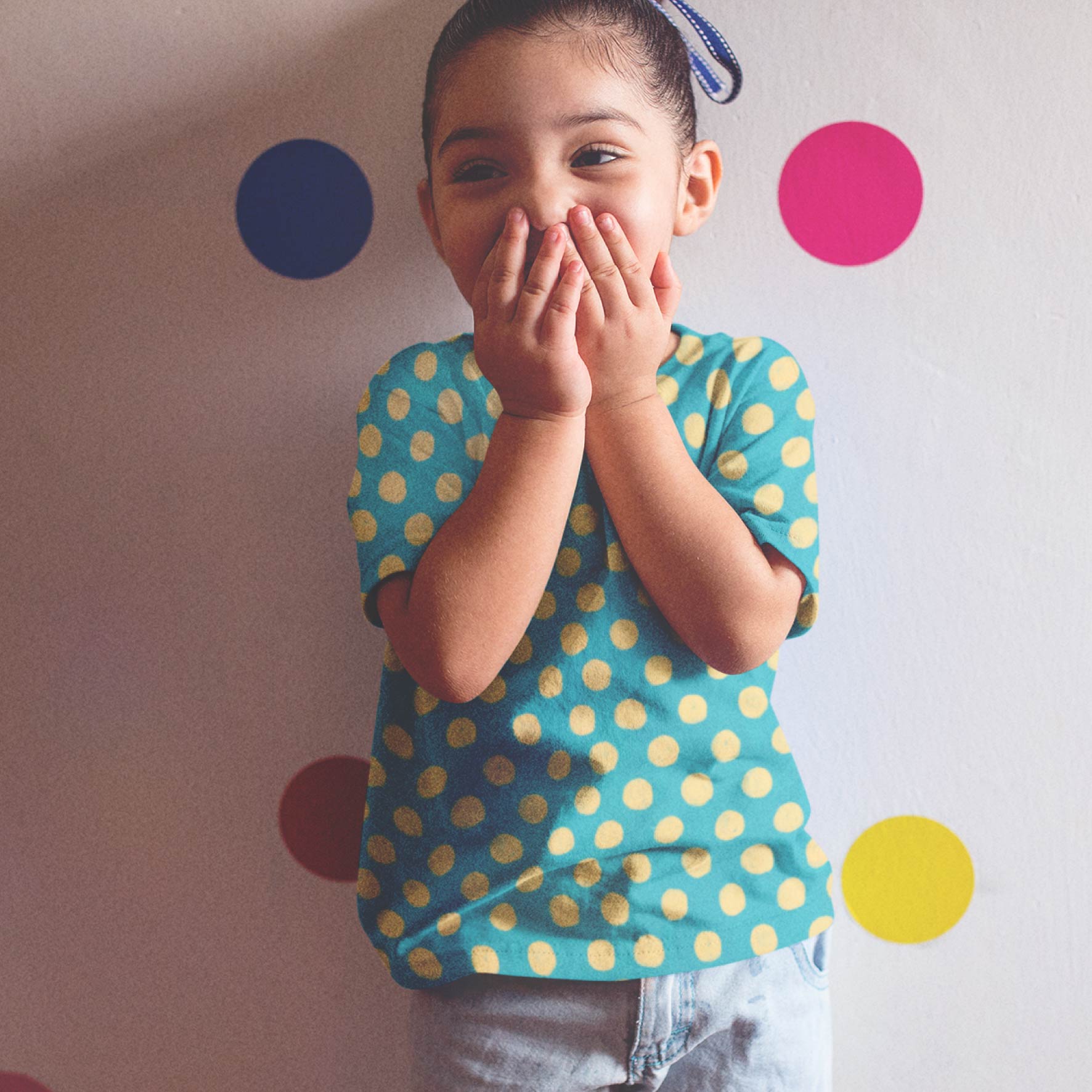 Silly Billy Polka Dots (Blue & Iris) colourful printed fabric by Carly B