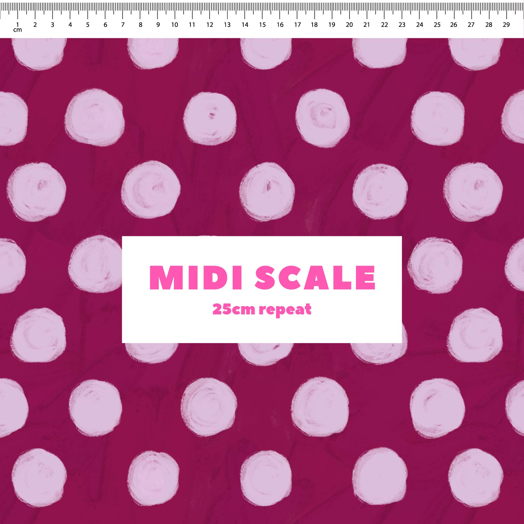 Silly Billy Polka Dots (Ribbon & Launa) fabric design by Carly B in 25cm Midi Scale