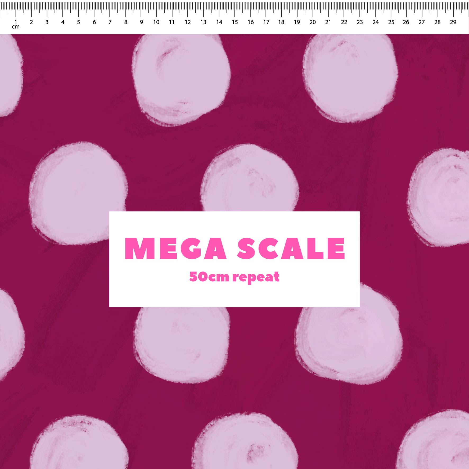 Silly Billy Polka Dots (Ribbon & Launa) fabric print by Carly B in 50cm Mega Scale