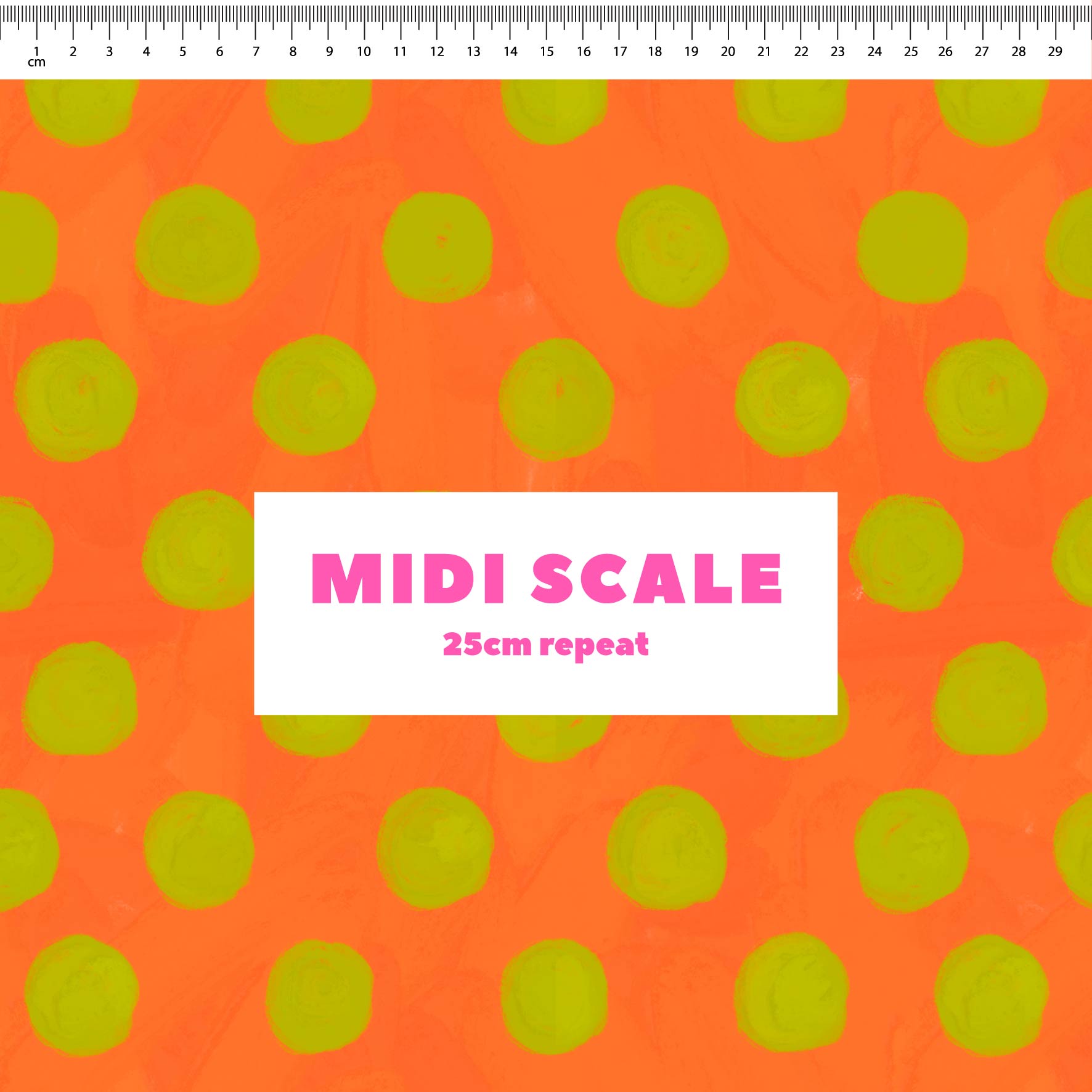 Silly Billy Polka Dots (Smartie & Grass) fabric design by Carly B in 25cm Midi Scale