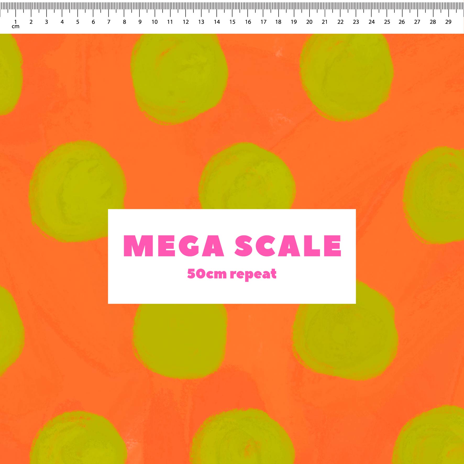 Silly Billy Polka Dots (Smartie & Grass) fabric print by Carly B in 50cm Mega Scale