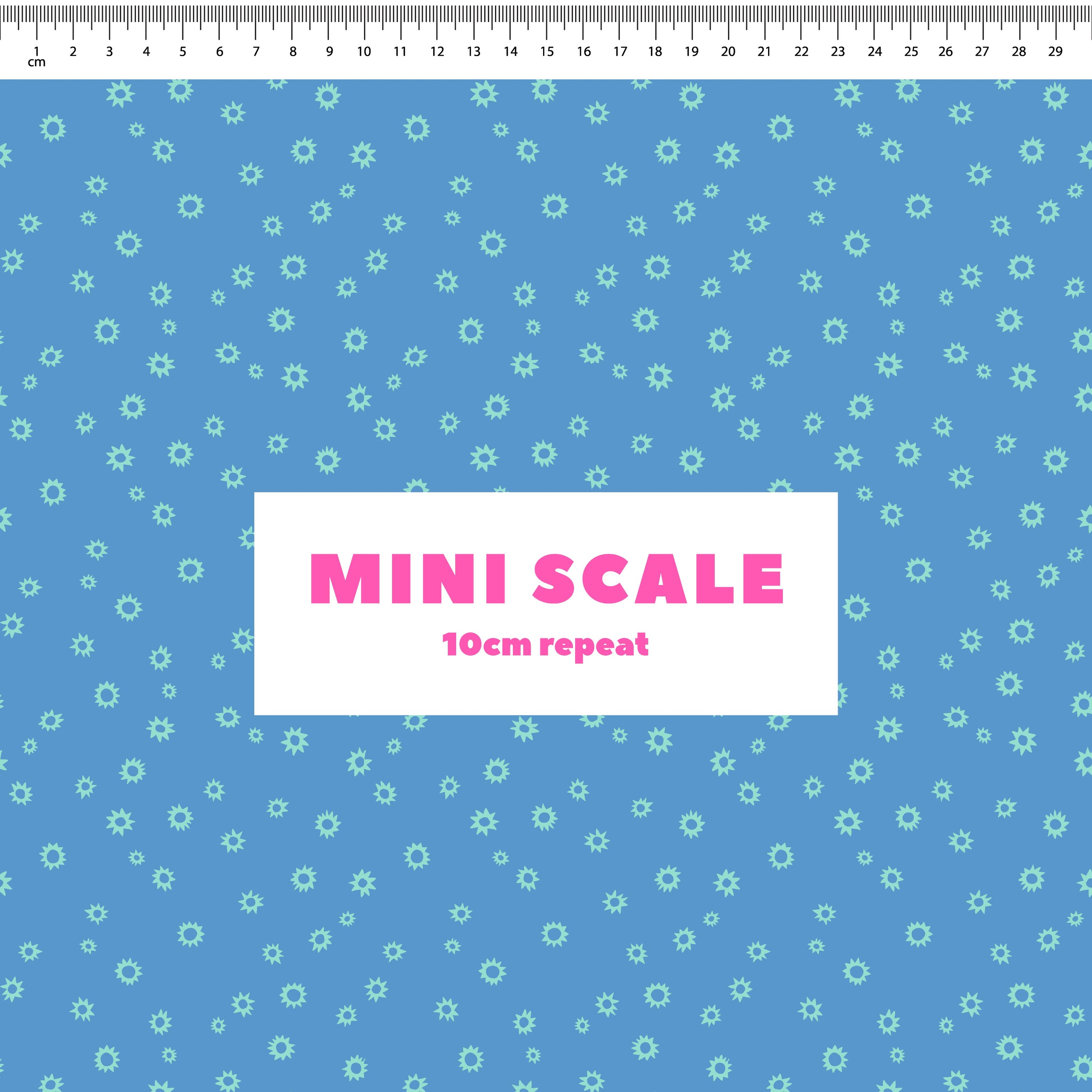 Sketched Stars (Periwinkle) printed cotton fabric by Rachel Parker in 10cm Mini Scale