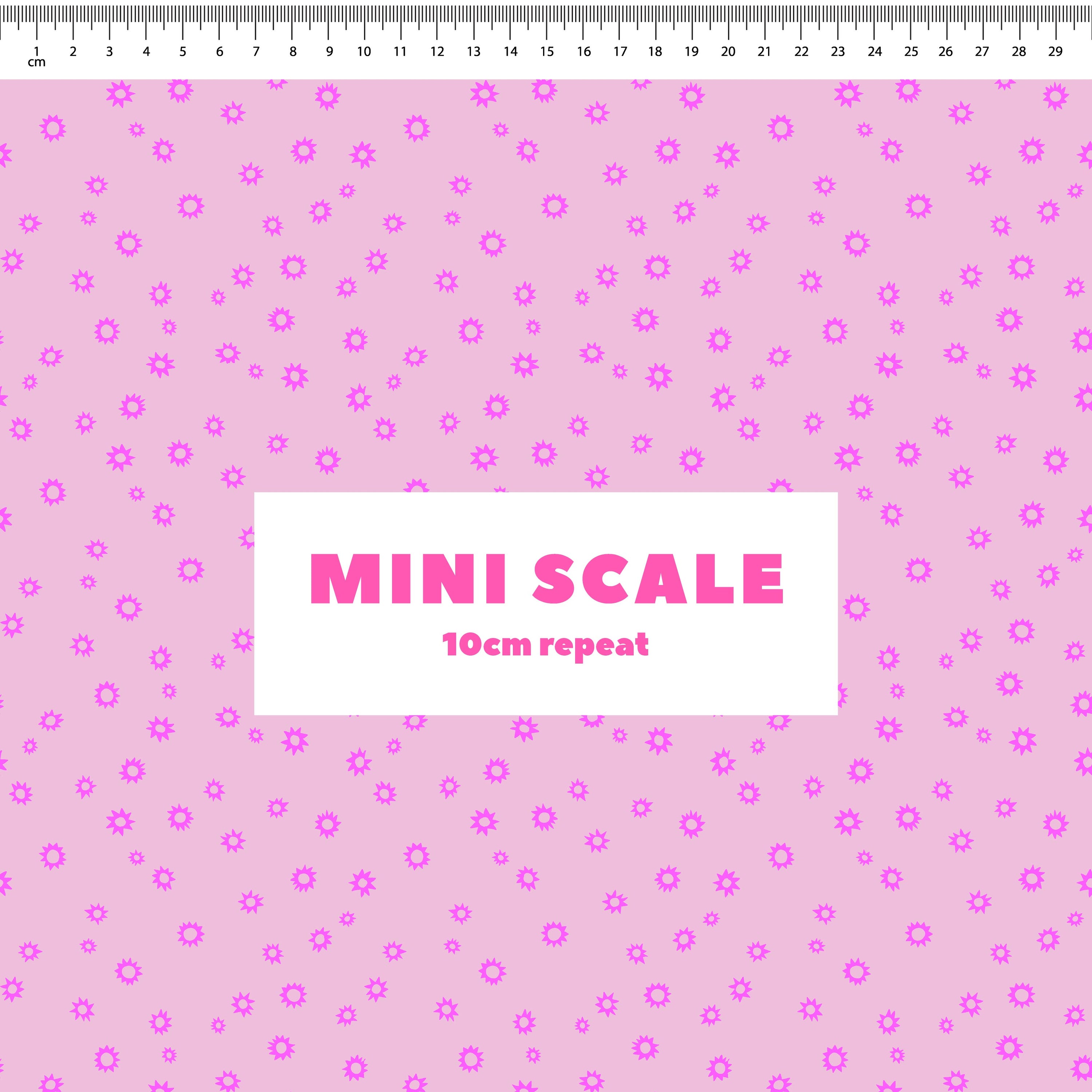 Sketched Stars (Rose) printed cotton fabric by Rachel Parker in 10cm Mini Scale