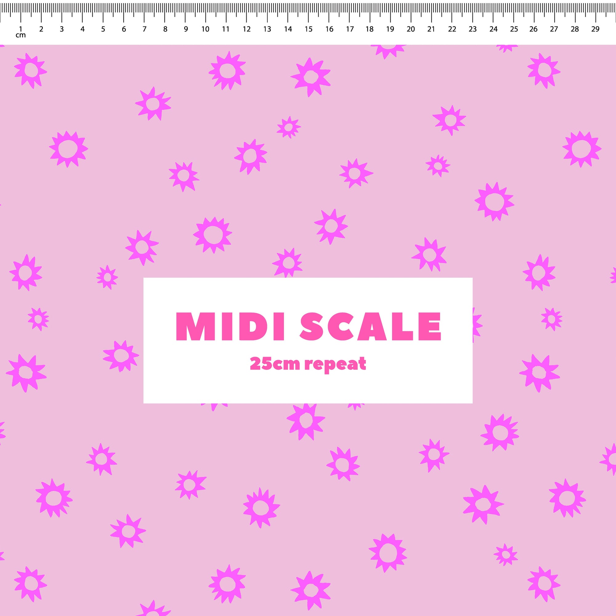 Sketched Stars (Rose) fabric design by Rachel Parker in 25cm Midi Scale