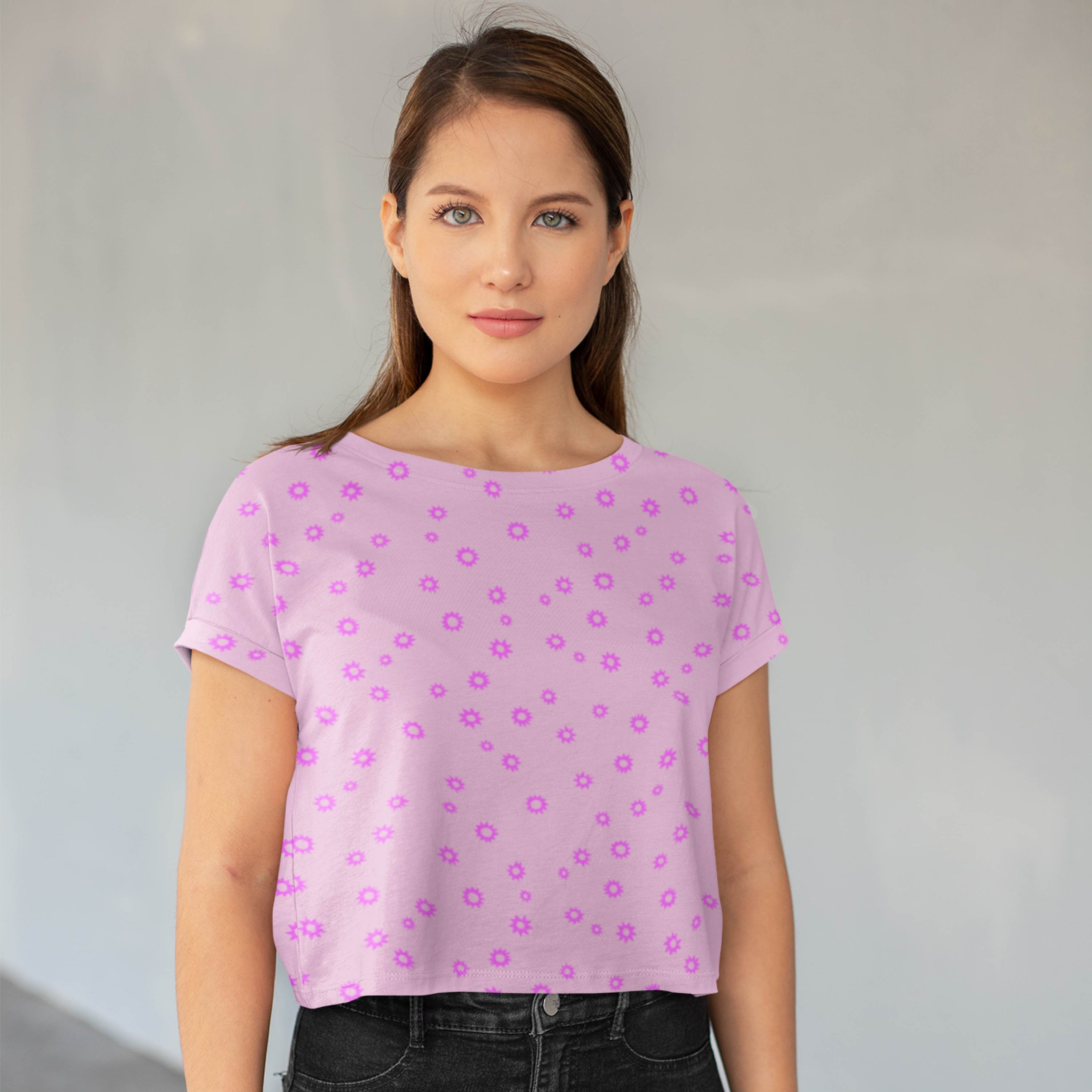 Sketched Stars (Rose) colourful printed fabric by Rachel Parker