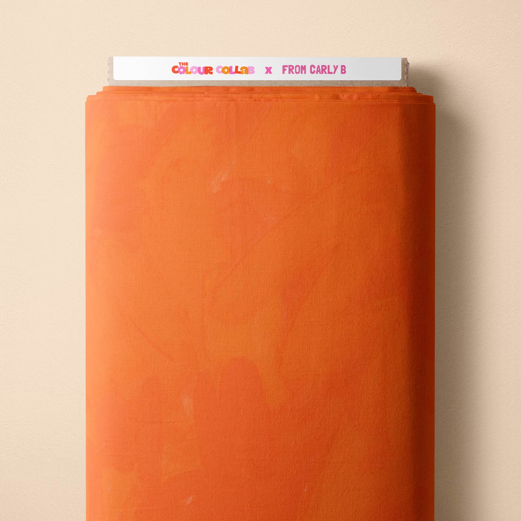 Plain Colour (Smartie) fabric by Carly B mock up on fabric bolt