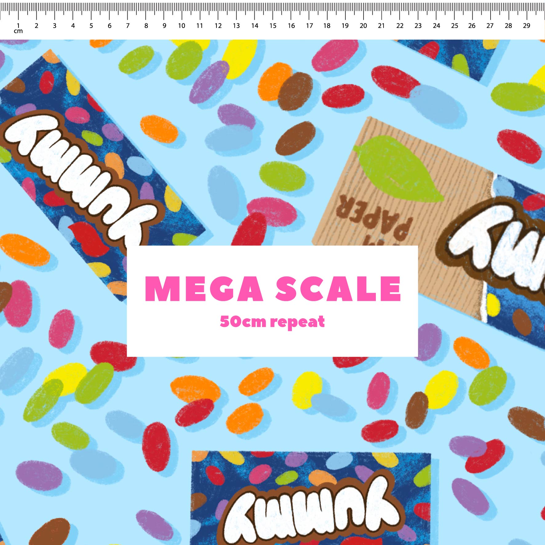 Smarties (Blue) fabric print by The Colour Collab in 50cm Mega Scale