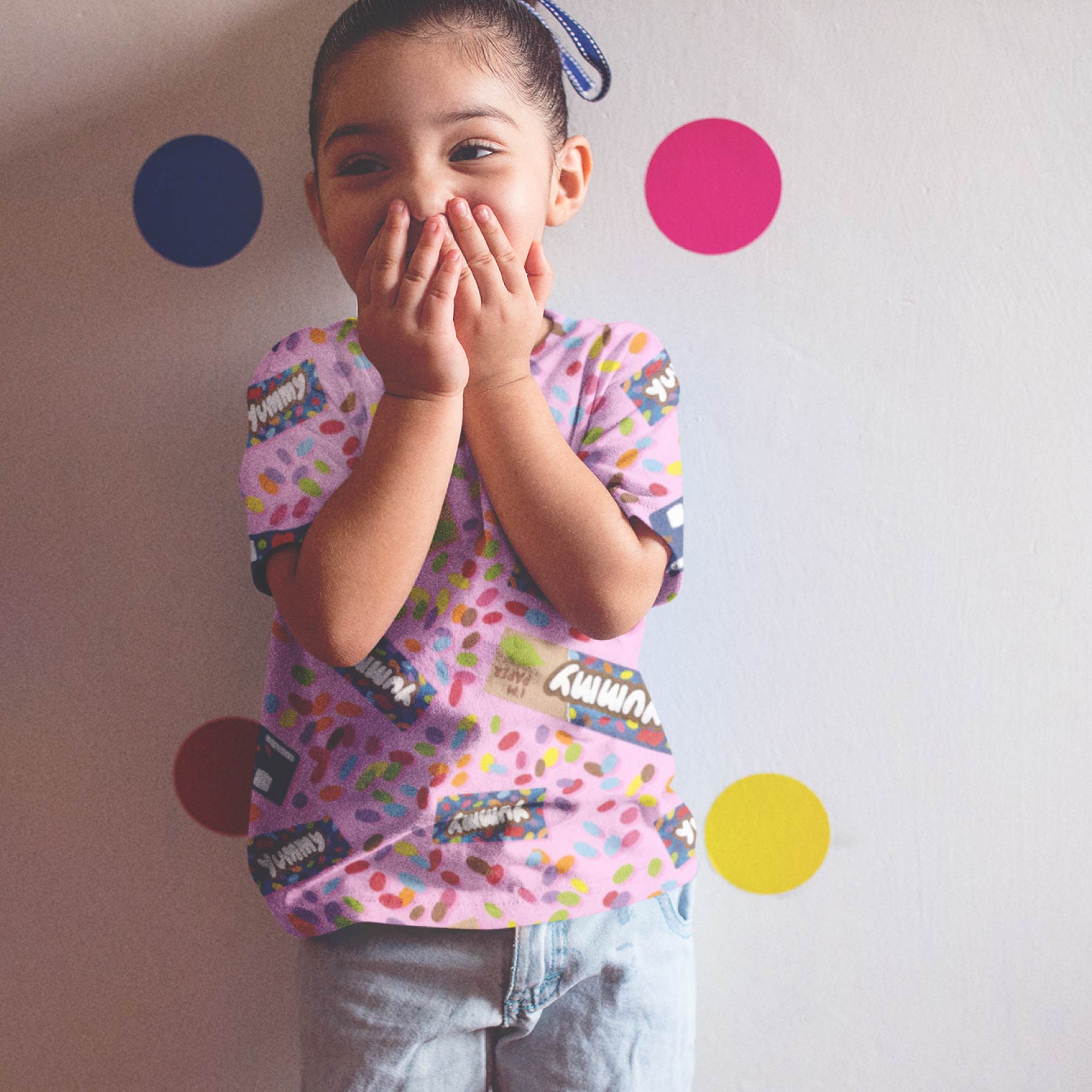 Smarties (Pink) cotton fabric by The Colour Collab