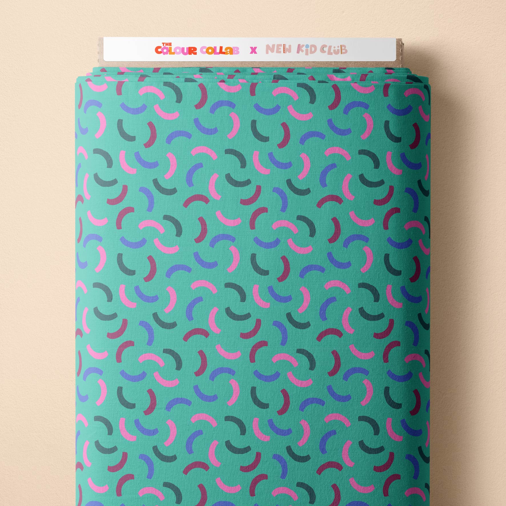 Smiles on Repeat (Aqua) Preorder Fabric by New Kid Club