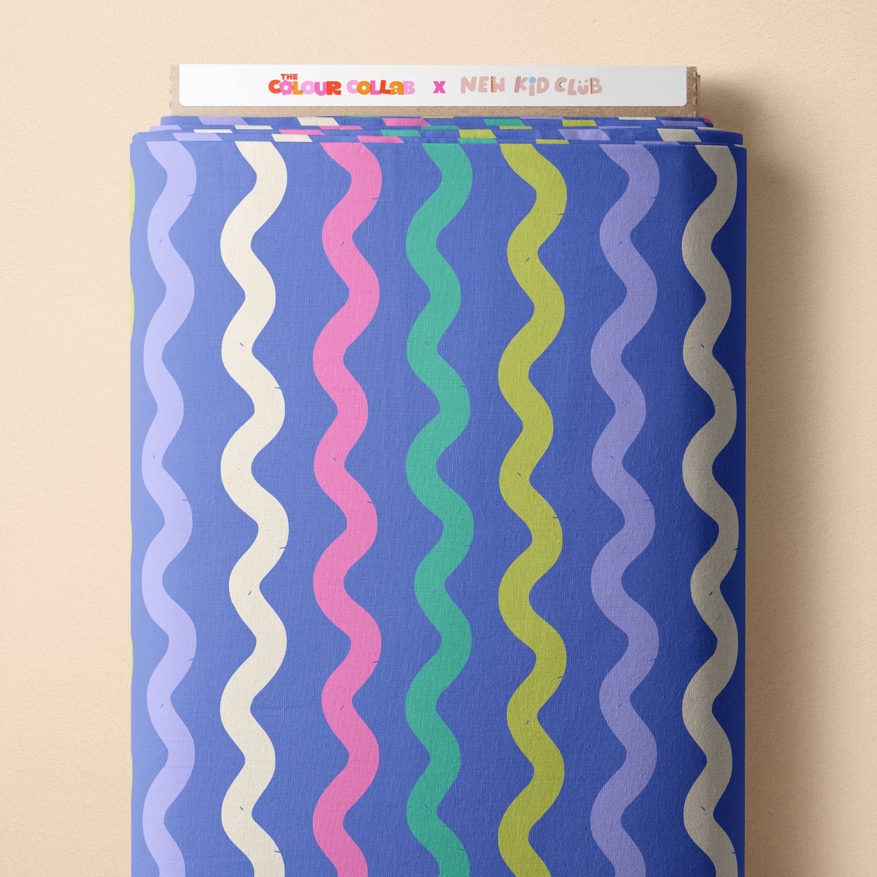 Squiggle Stripes (Blue) Preorder Fabric by New Kid Club