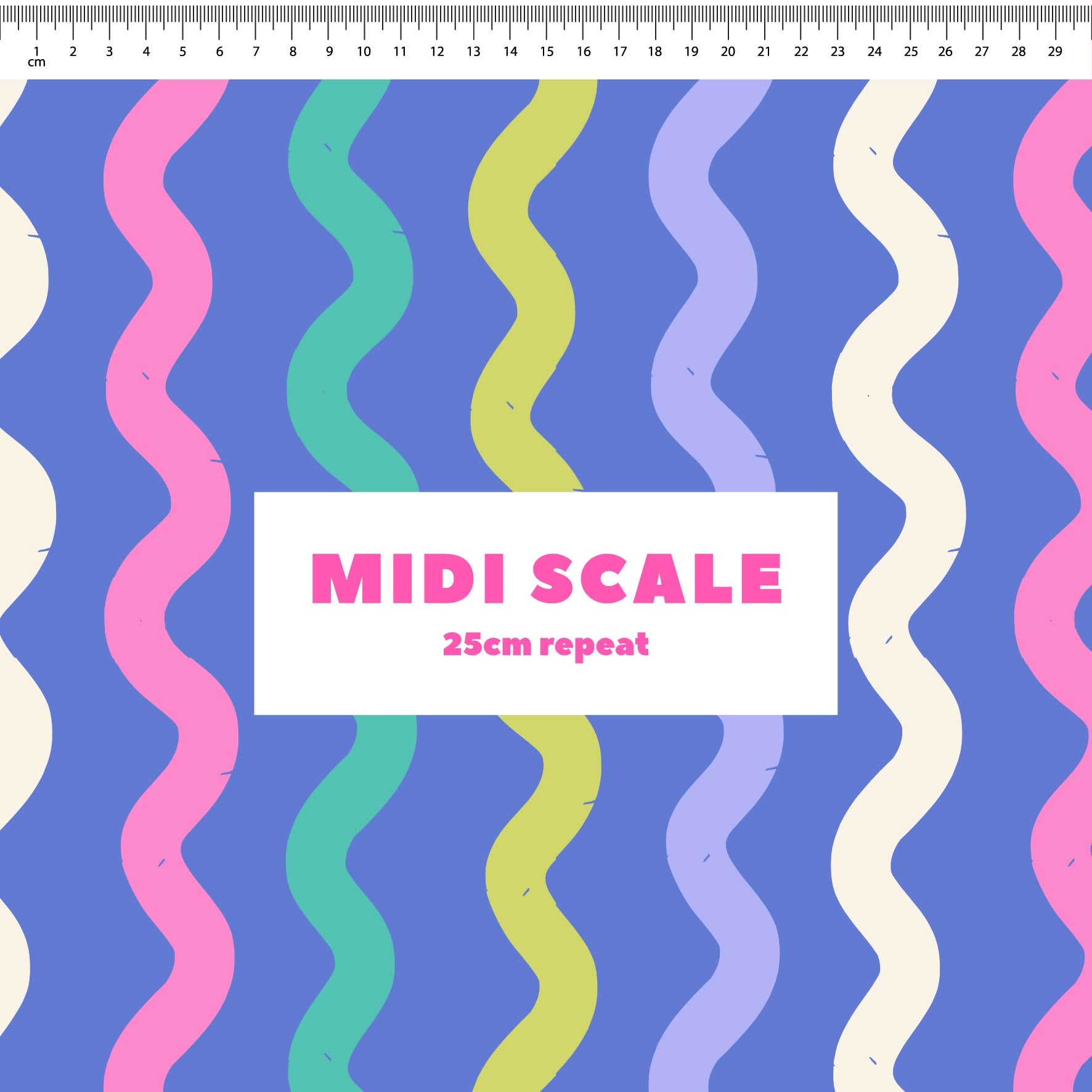 Squiggle Stripes (Blue) Preorder Fabric by New Kid Club