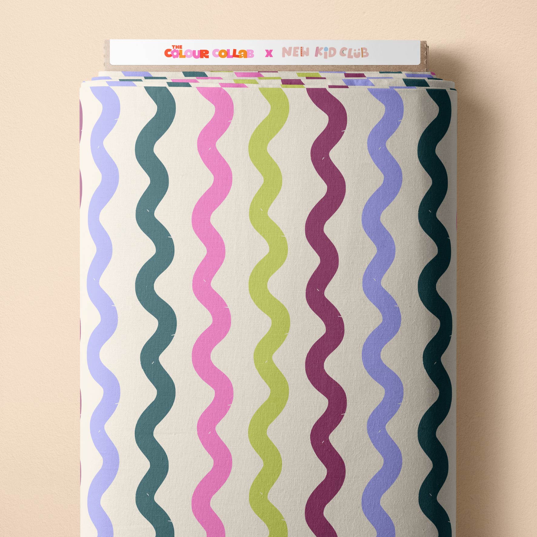 Squiggle Stripes (Cream) Preorder Fabric by New Kid Club