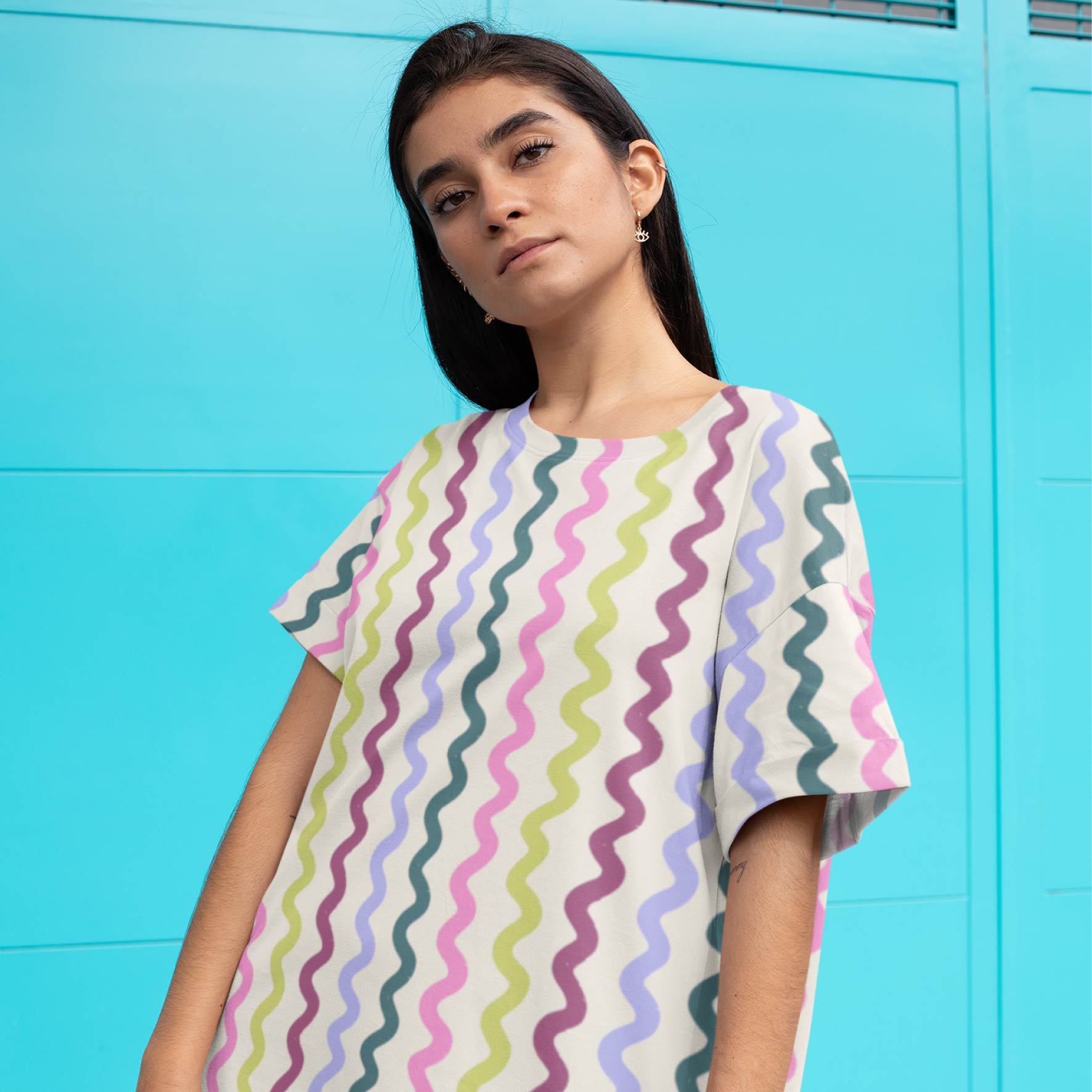Squiggle Stripes (Cream) Preorder Fabric by New Kid Club