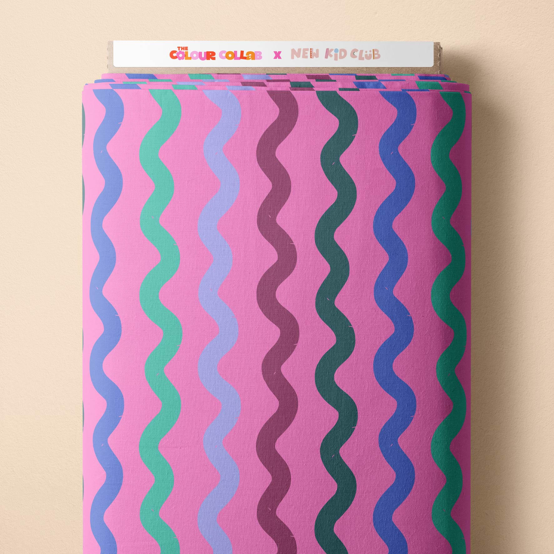 Squiggle Stripes (Pink) Preorder Fabric by New Kid Club