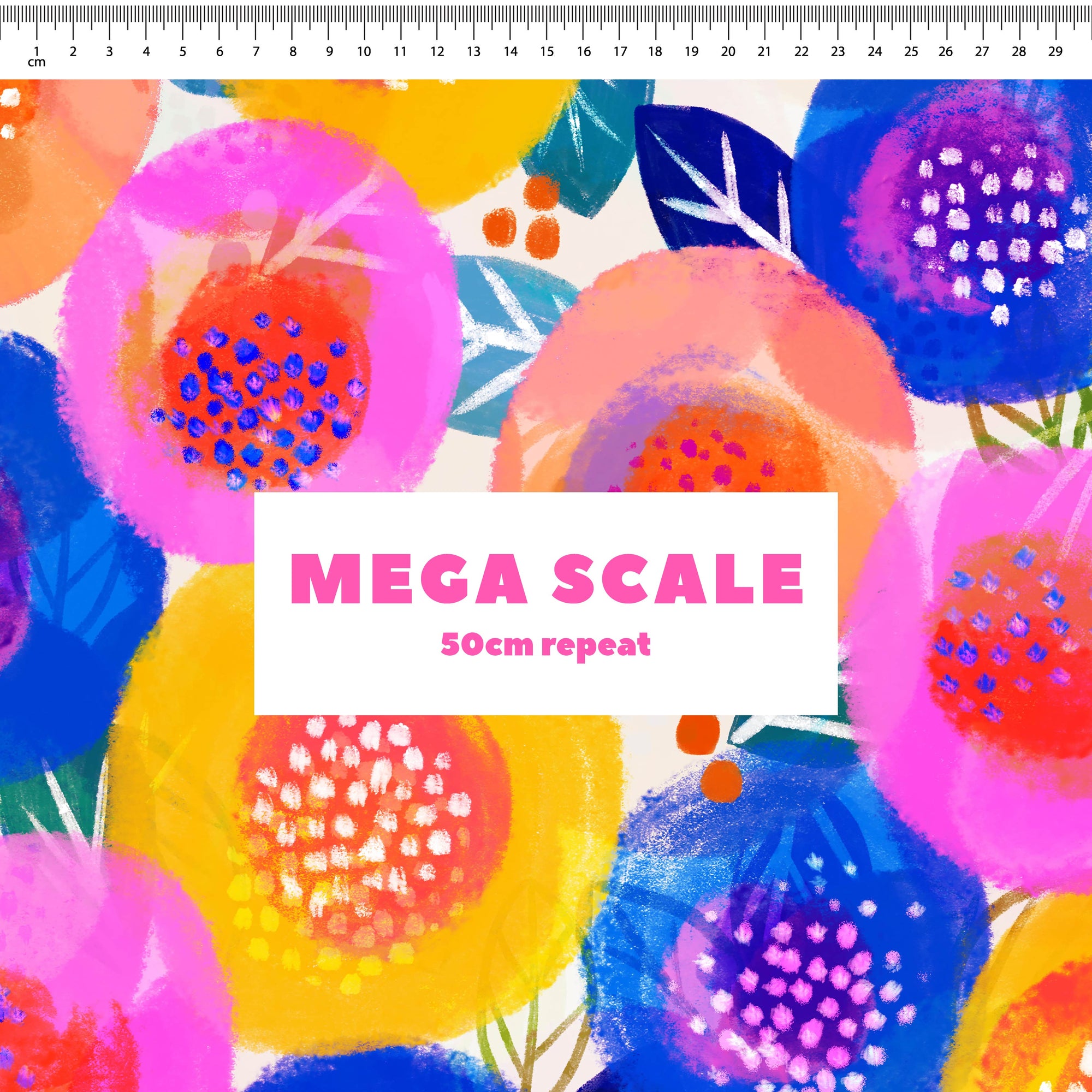 Sunshine Posy (White) fabric print by Rachel Parker in 50cm Mega Scale