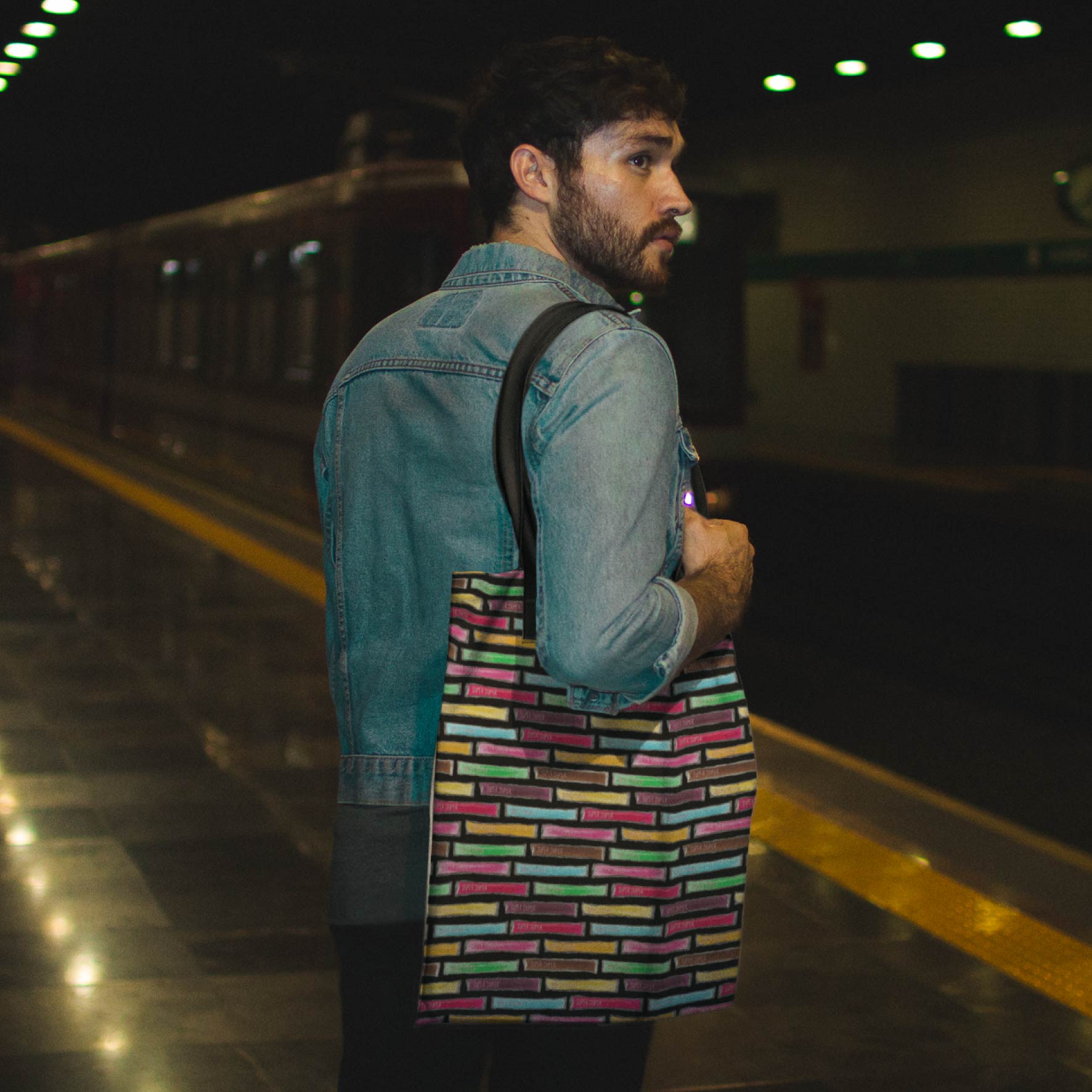 Super Duper (Black) colourful printed fabric by The Colour Collab
