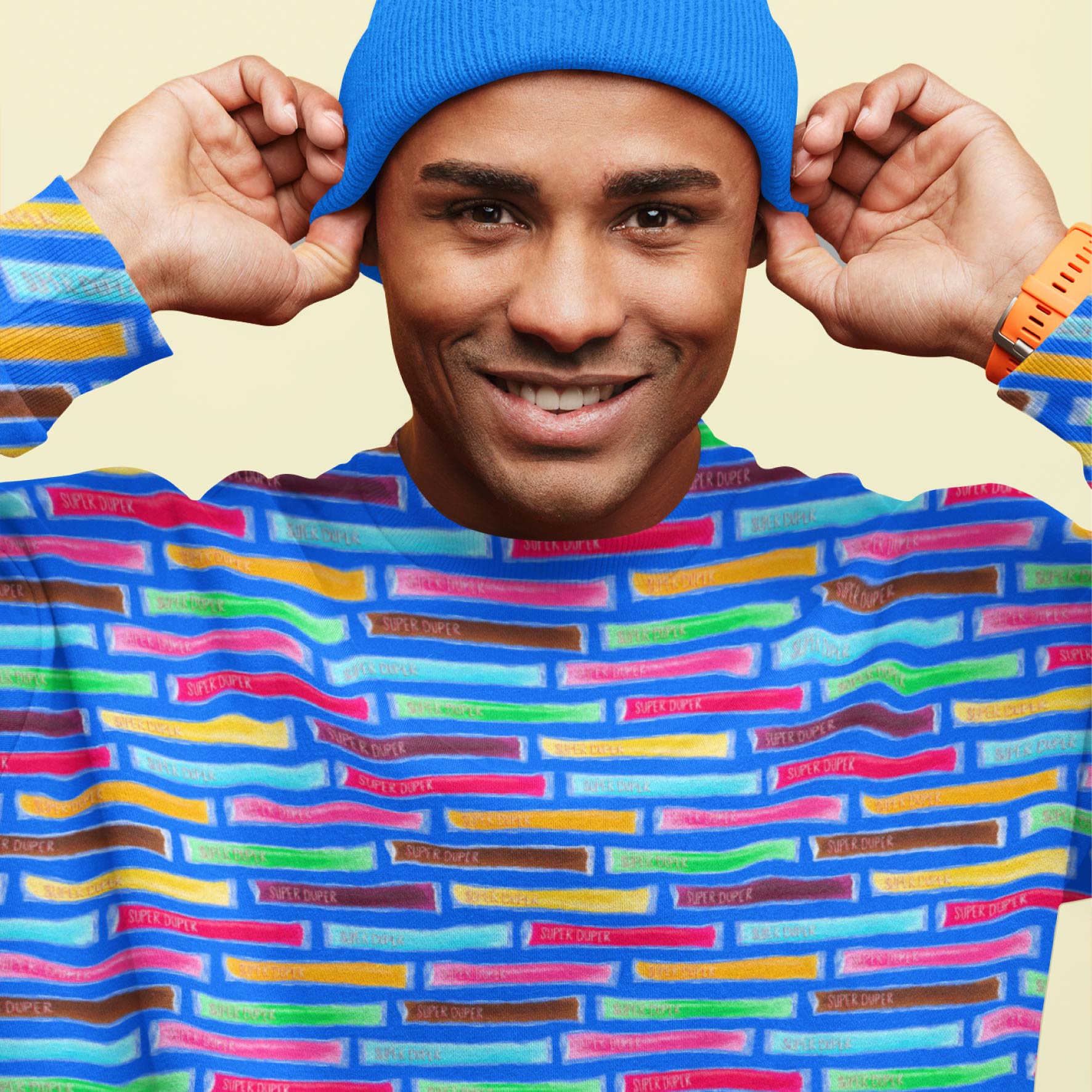 Super Duper (Blue) colourful printed fabric by The Colour Collab