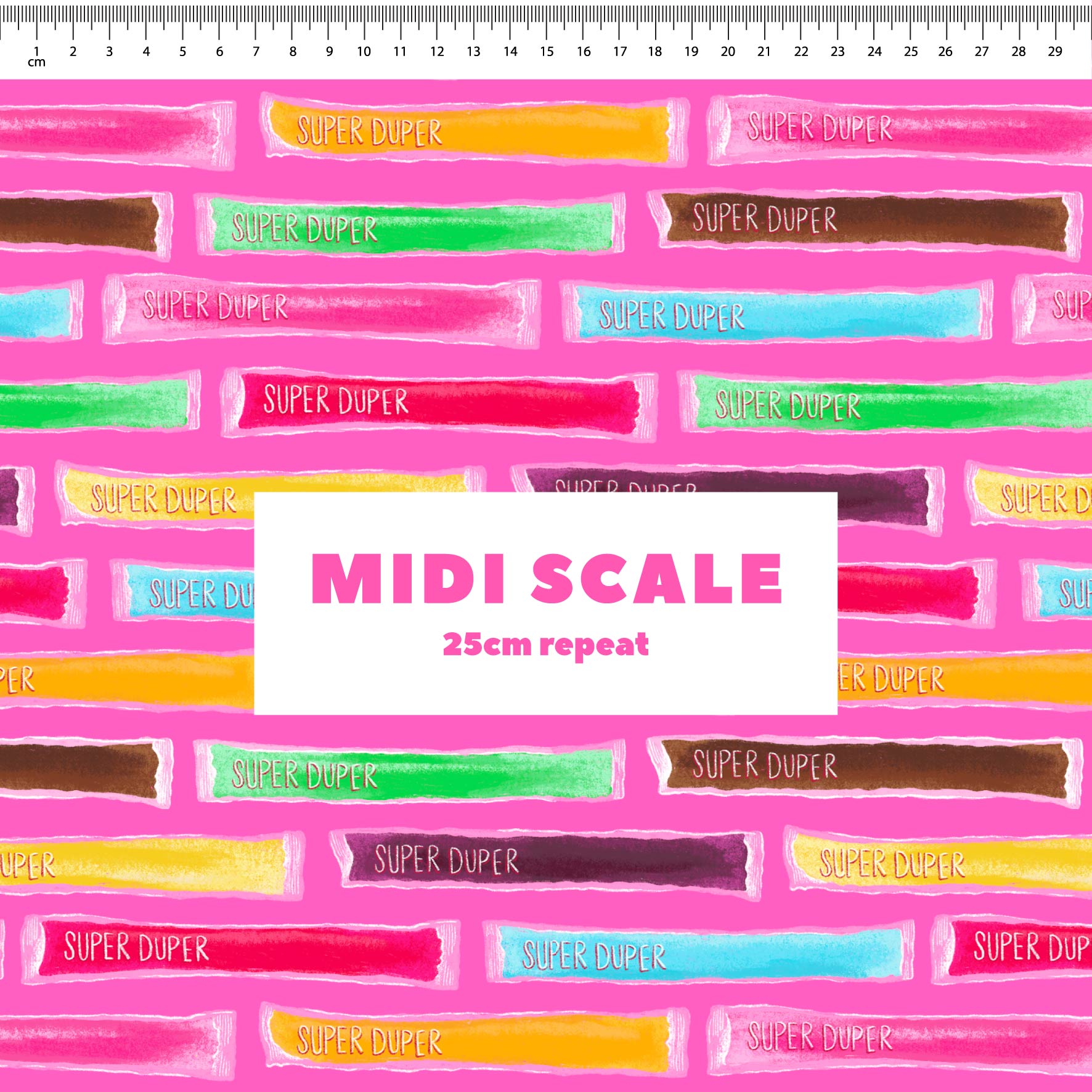 Super Duper (Pink) fabric design by The Colour Collab in 25cm Midi Scale