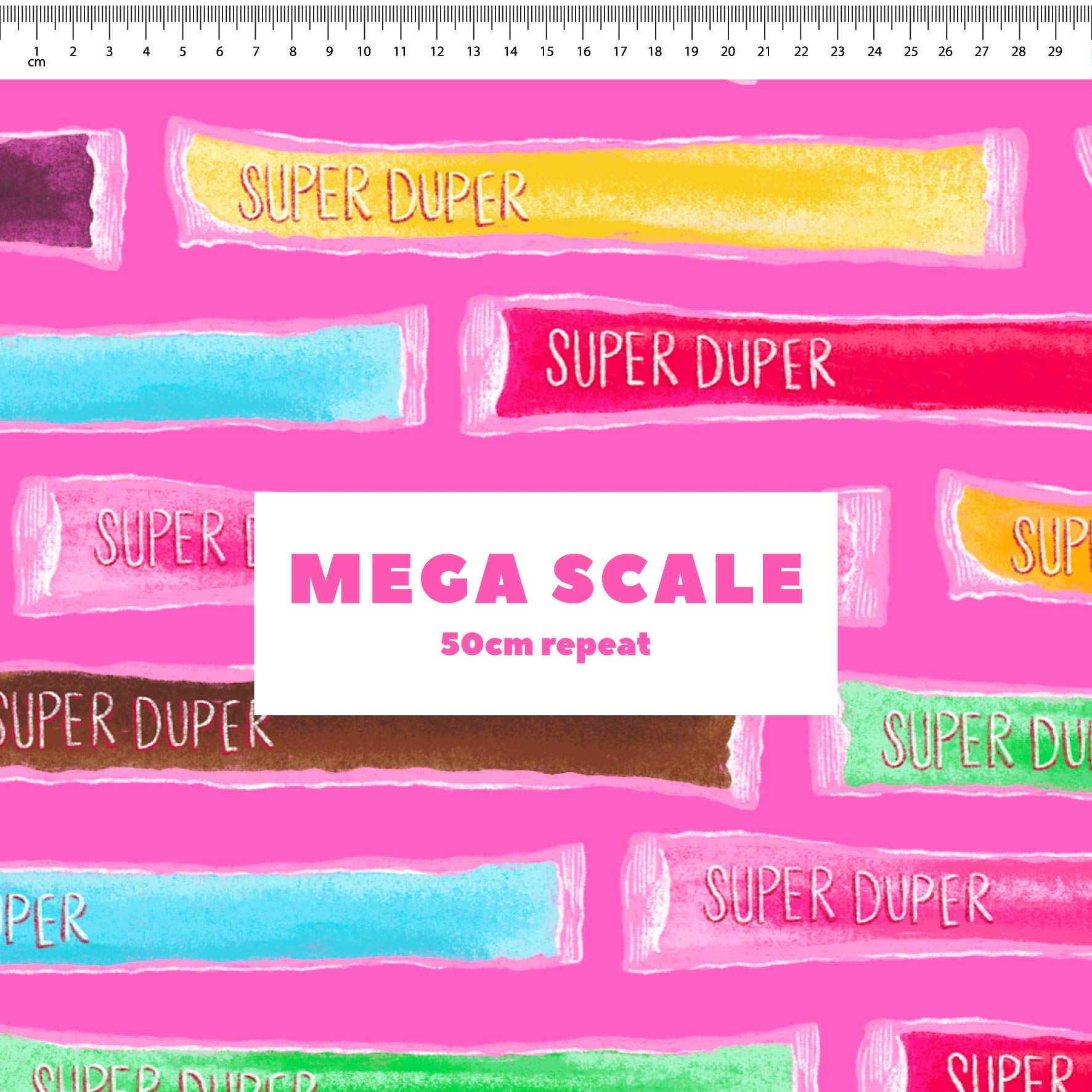 Super Duper (Pink) fabric print by The Colour Collab in 50cm Mega Scale
