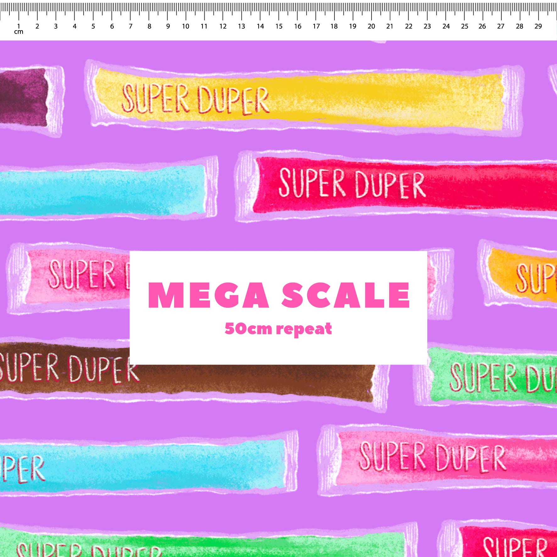 Super Duper (Purple) fabric print by The Colour Collab in 50cm Mega Scale