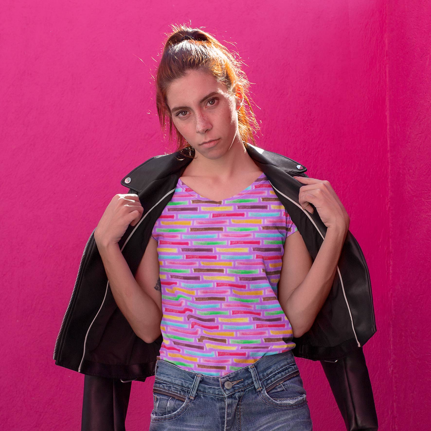 Super Duper (Purple) colourful printed fabric by The Colour Collab
