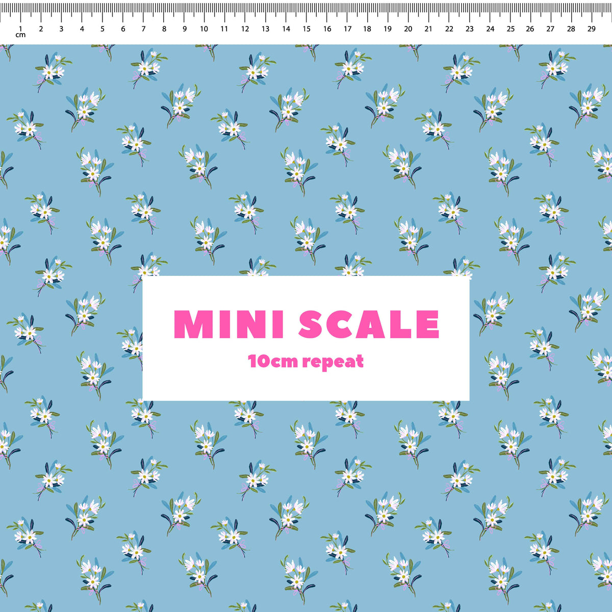 Sweet Blue Posies Preorder Fabric by Milly + Mae