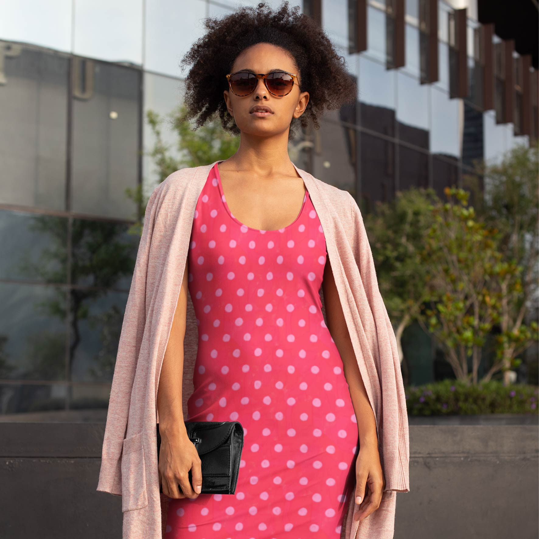 Teeny Tiny Polka Dots (Bubblegum & Watermelon) colourful printed fabric by Carly B