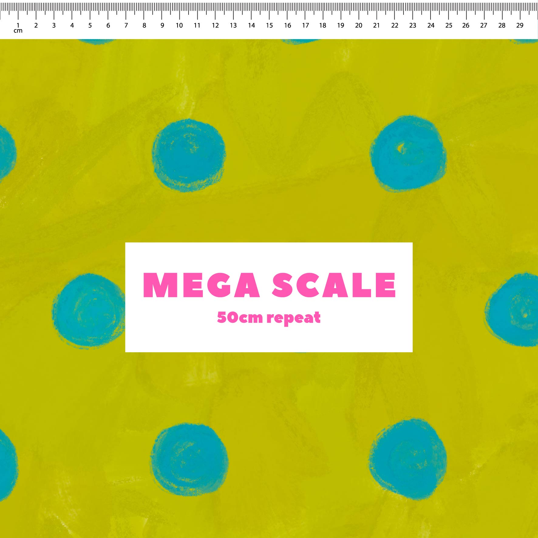 Teeny Tiny Polka Dots (Blue & Grass) fabric print by Carly B in 50cm Mega Scale