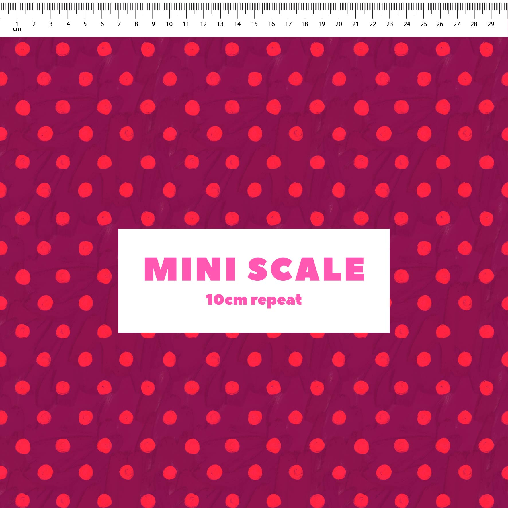 Teeny Tiny Polka Dots (Ribbon & Watermelon) printed cotton fabric by Carly B in 10cm Mini Scale