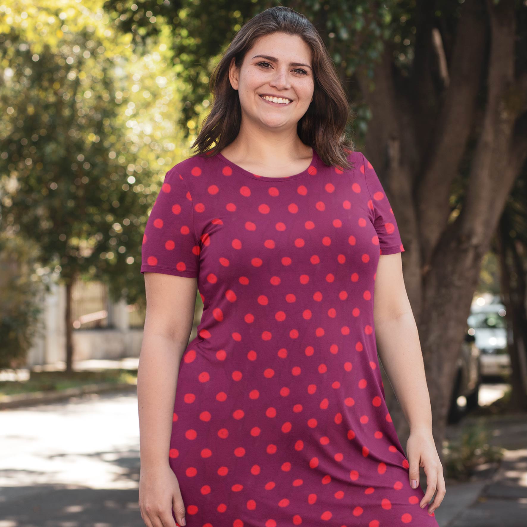 Teeny Tiny Polka Dots (Ribbon & Watermelon) cotton fabric by Carly B