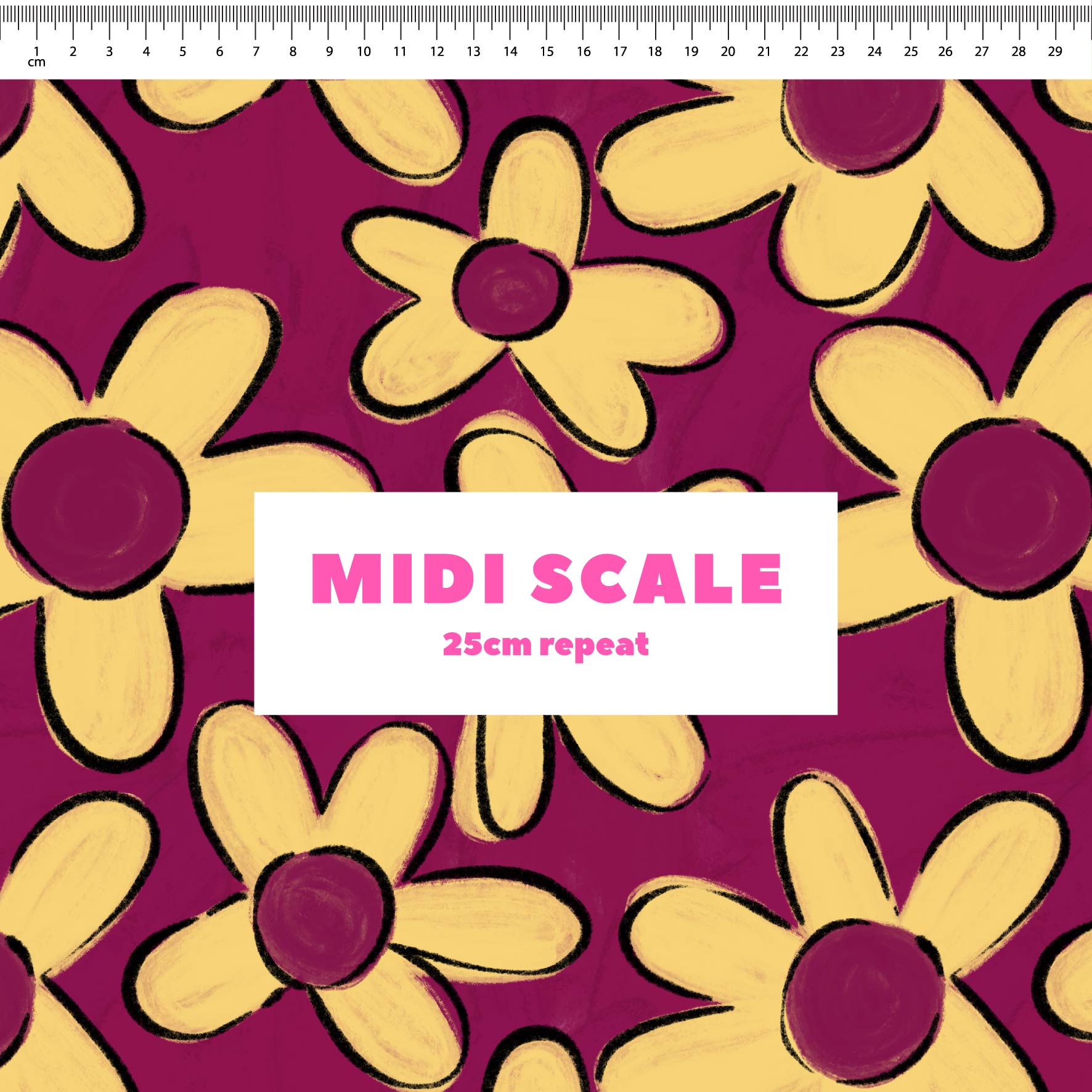 The Beautifuls (Ribbon & Iris) fabric design by Carly B in 25cm Midi Scale