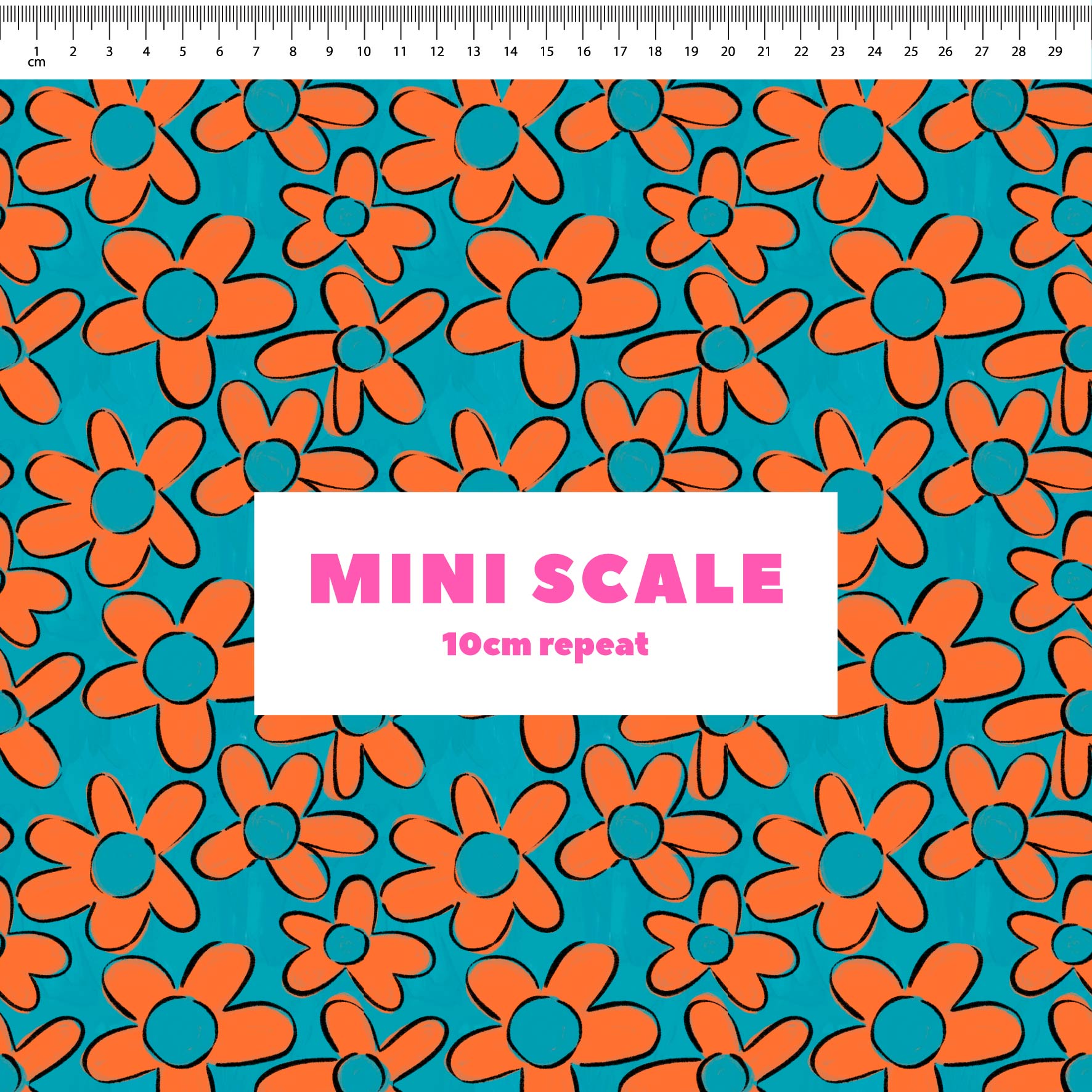 The Beautifuls (Smartie & Blue) printed cotton fabric by Carly B in 10cm Mini Scale