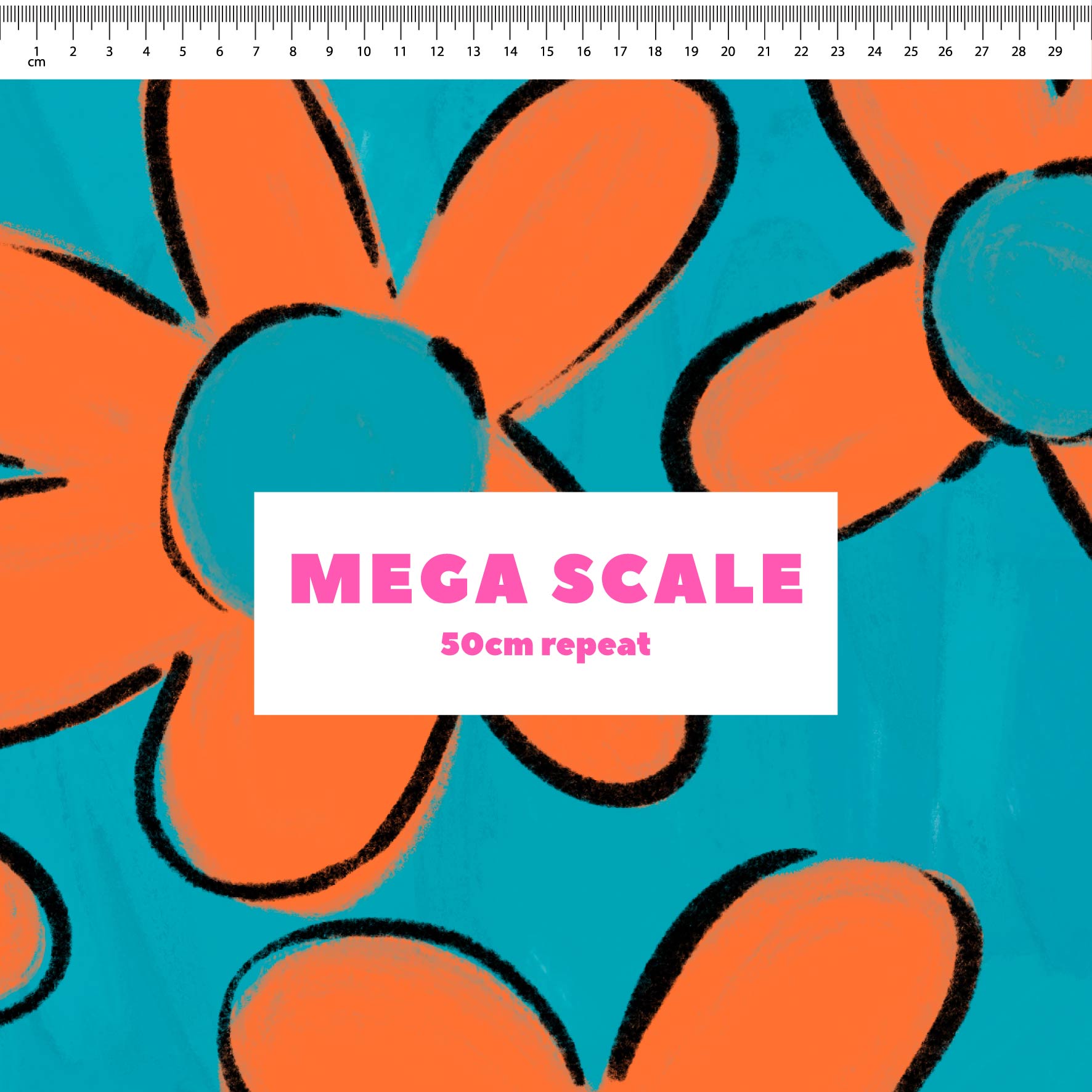 The Beautifuls (Smartie & Blue) fabric print by Carly B in 50cm Mega Scale