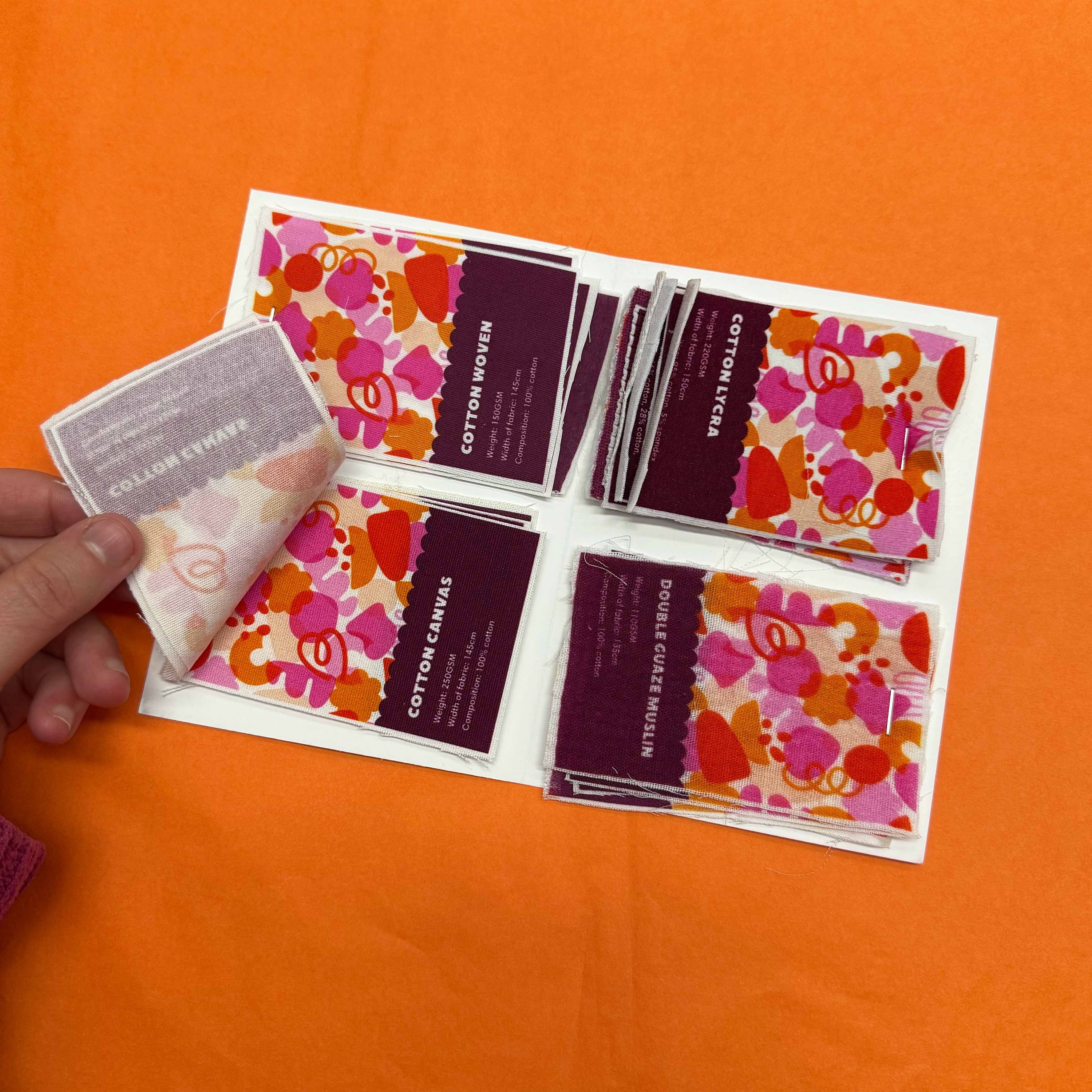 The Colour Collab fabric sample pack featuring all 21 fabric bases