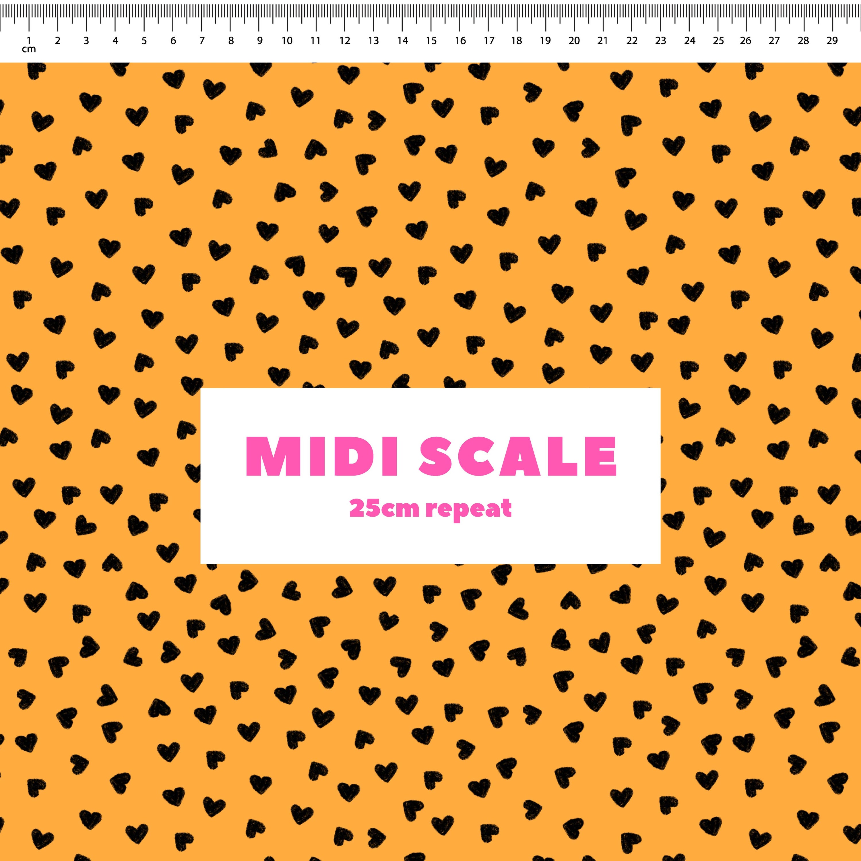 Preorder: Tiny Hearts (Black on Orange)