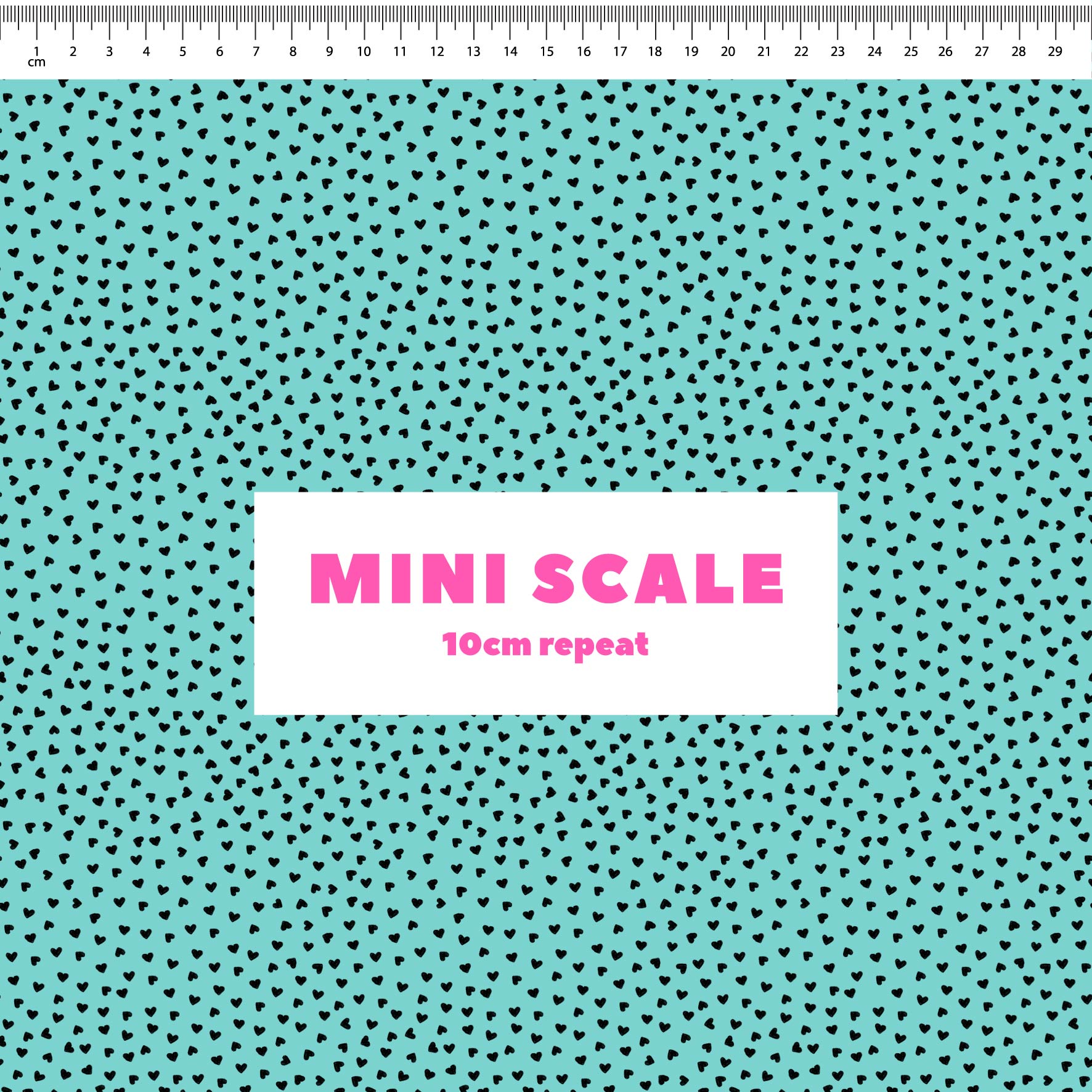 Preorder: Tiny Hearts (Black on Teal)