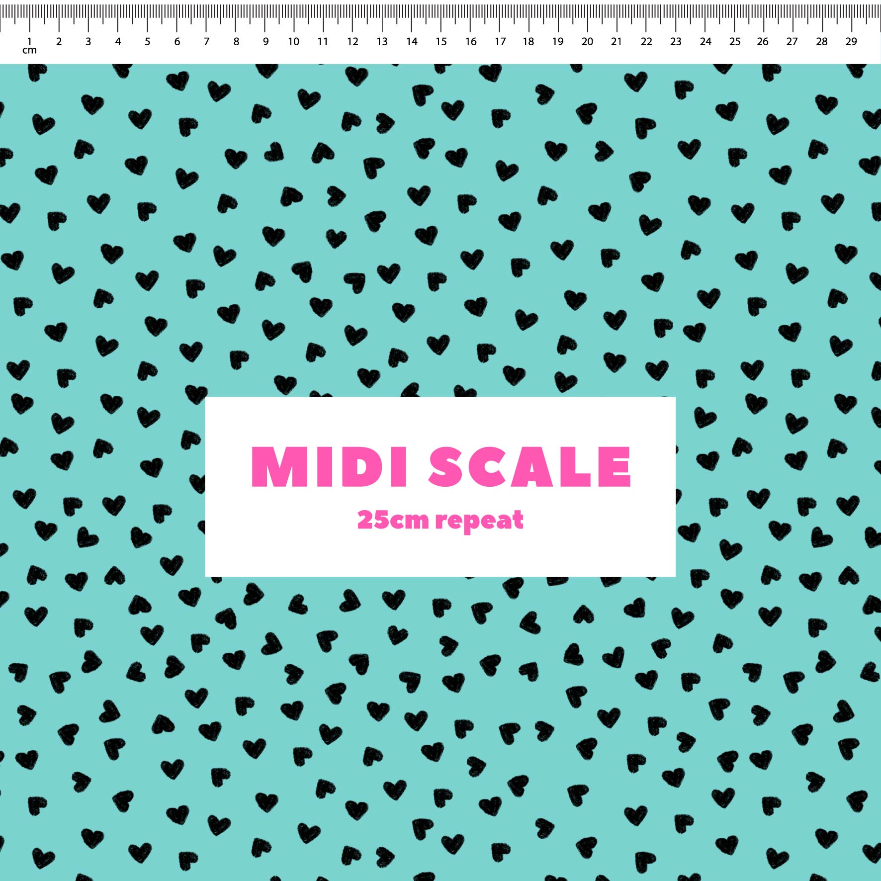 Preorder: Tiny Hearts (Black on Teal)