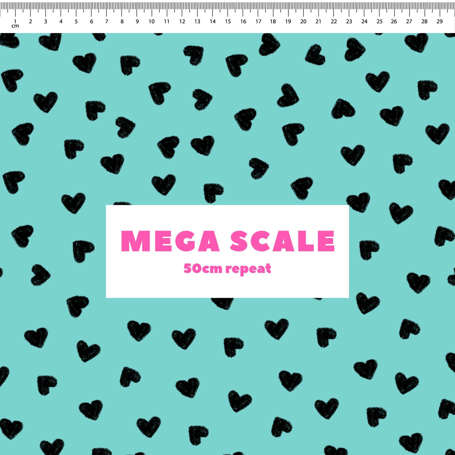 Preorder: Tiny Hearts (Black on Teal)