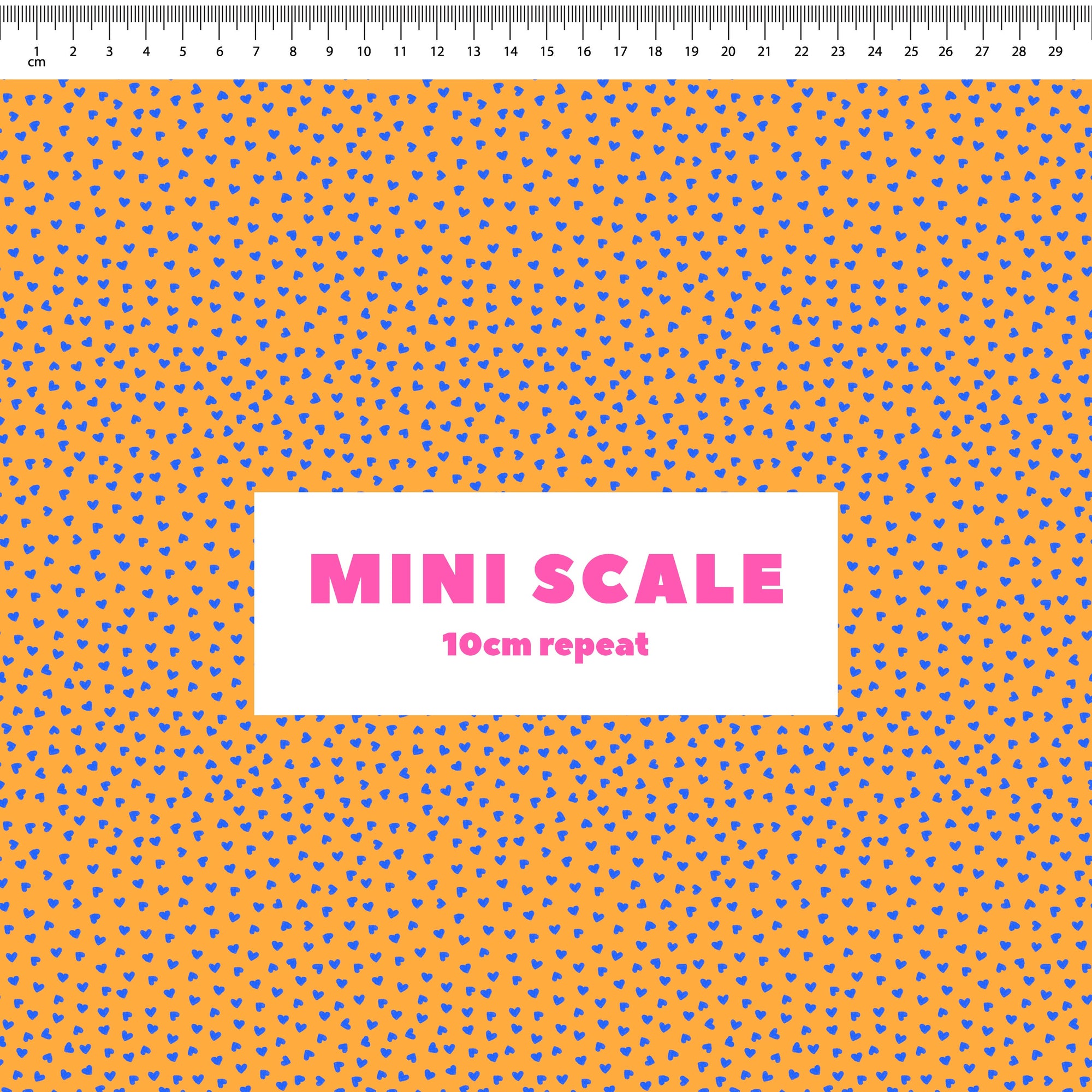 Preorder: Tiny Hearts (Blue on Orange)