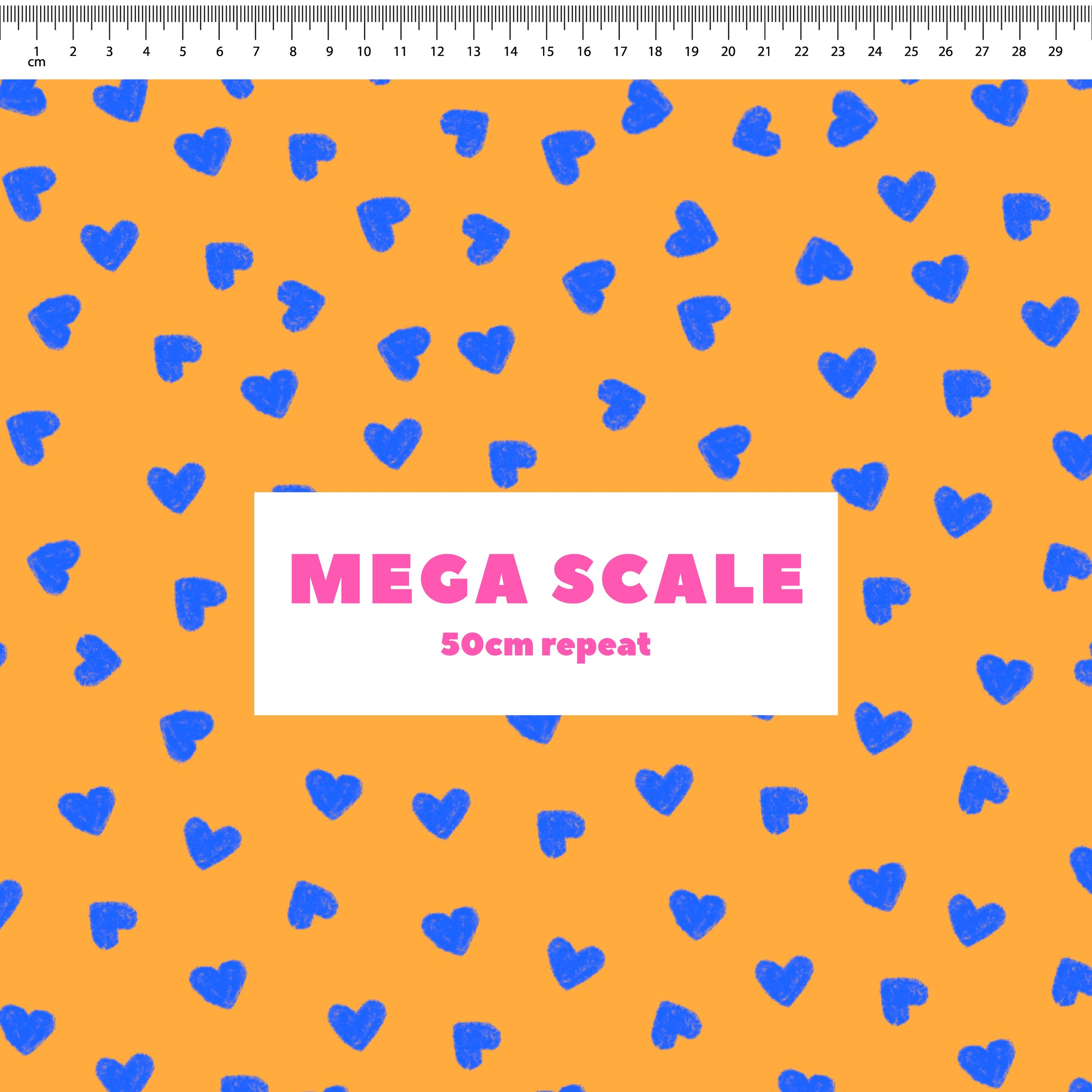 Preorder: Tiny Hearts (Blue on Orange)